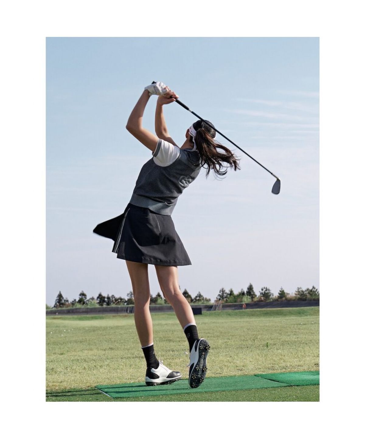 빈폴골프(BEANPOLE GOLF) 여성 사이드 테이프 스커트 반바지 - 네이비