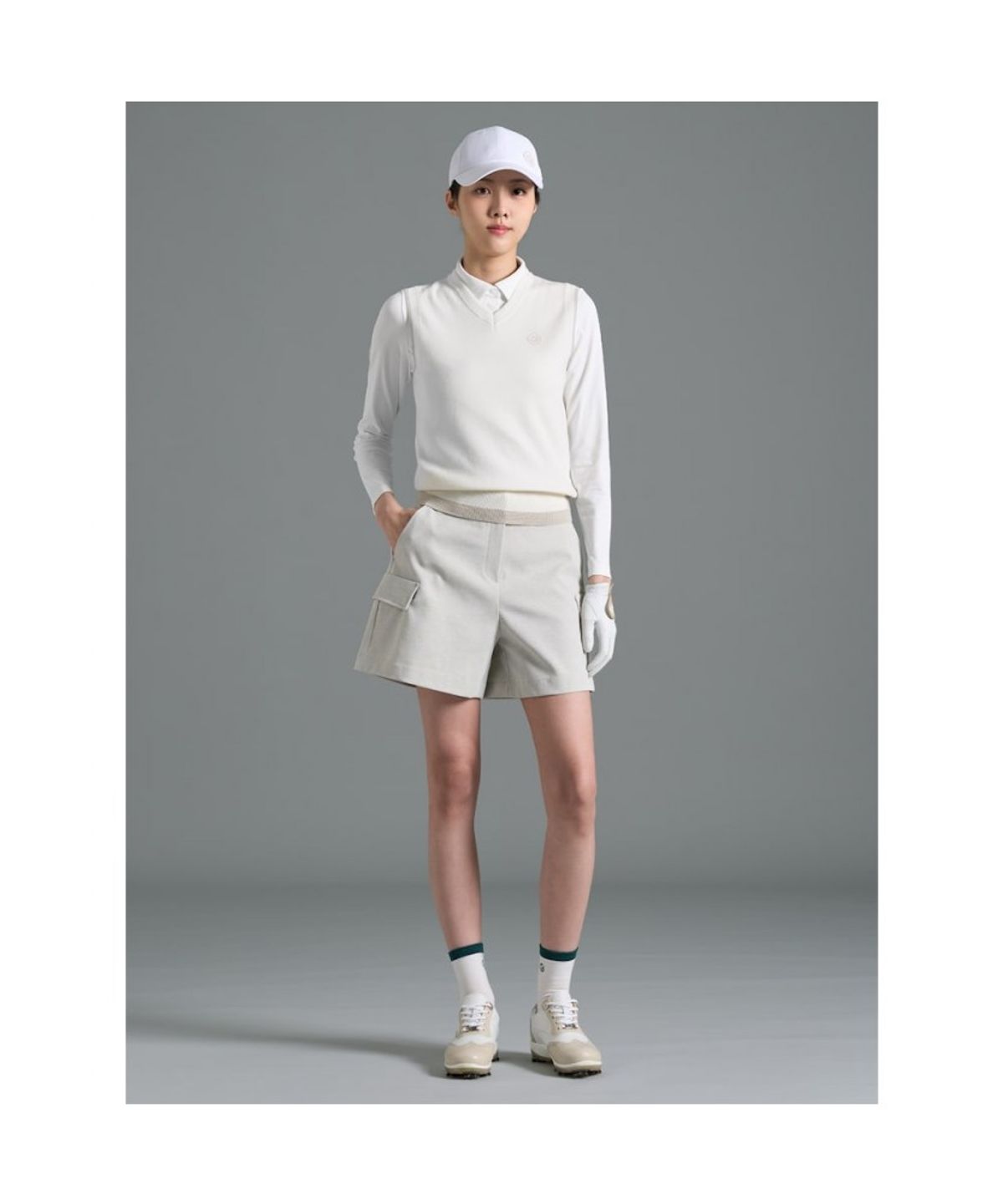 빈폴골프(BEANPOLE GOLF) 여성 아웃포켓 숏팬츠 - 라이트 그레이