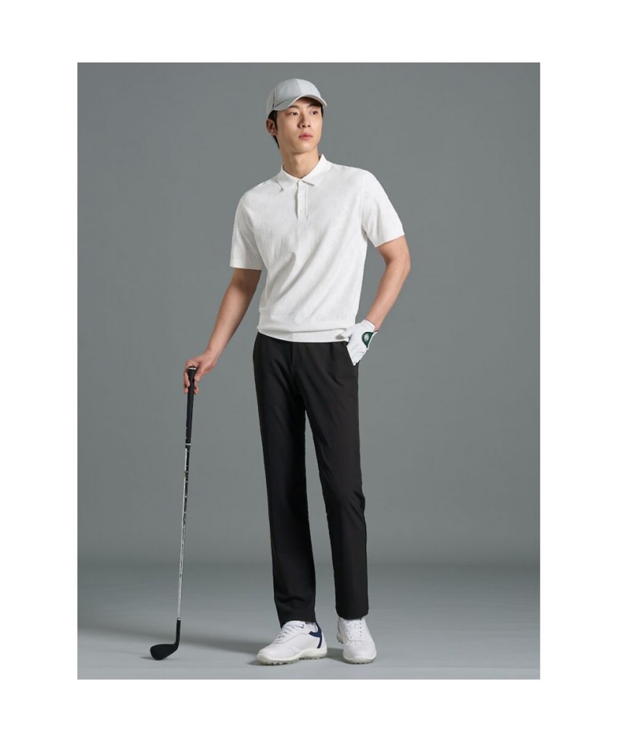빈폴골프(BEANPOLE GOLF) [B_under] 남성 자카드 니트 반소매 칼라 티셔츠 - 화이트