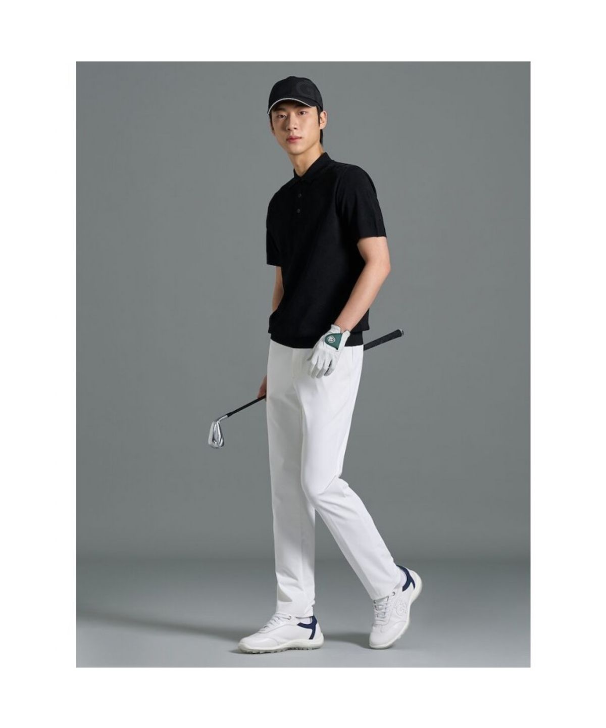 빈폴골프(BEANPOLE GOLF) [B_under] 남성 자카드 니트 반소매 칼라 티셔츠 - 블랙