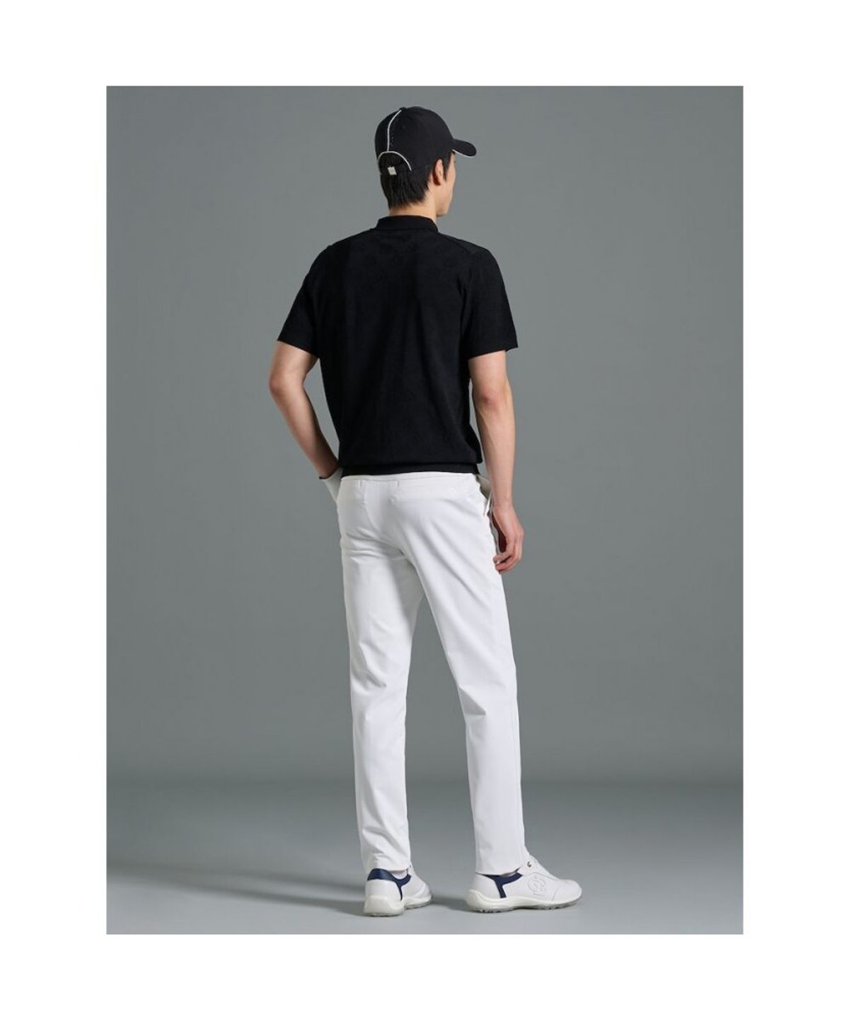 빈폴골프(BEANPOLE GOLF) [B_under] 남성 자카드 니트 반소매 칼라 티셔츠 - 블랙