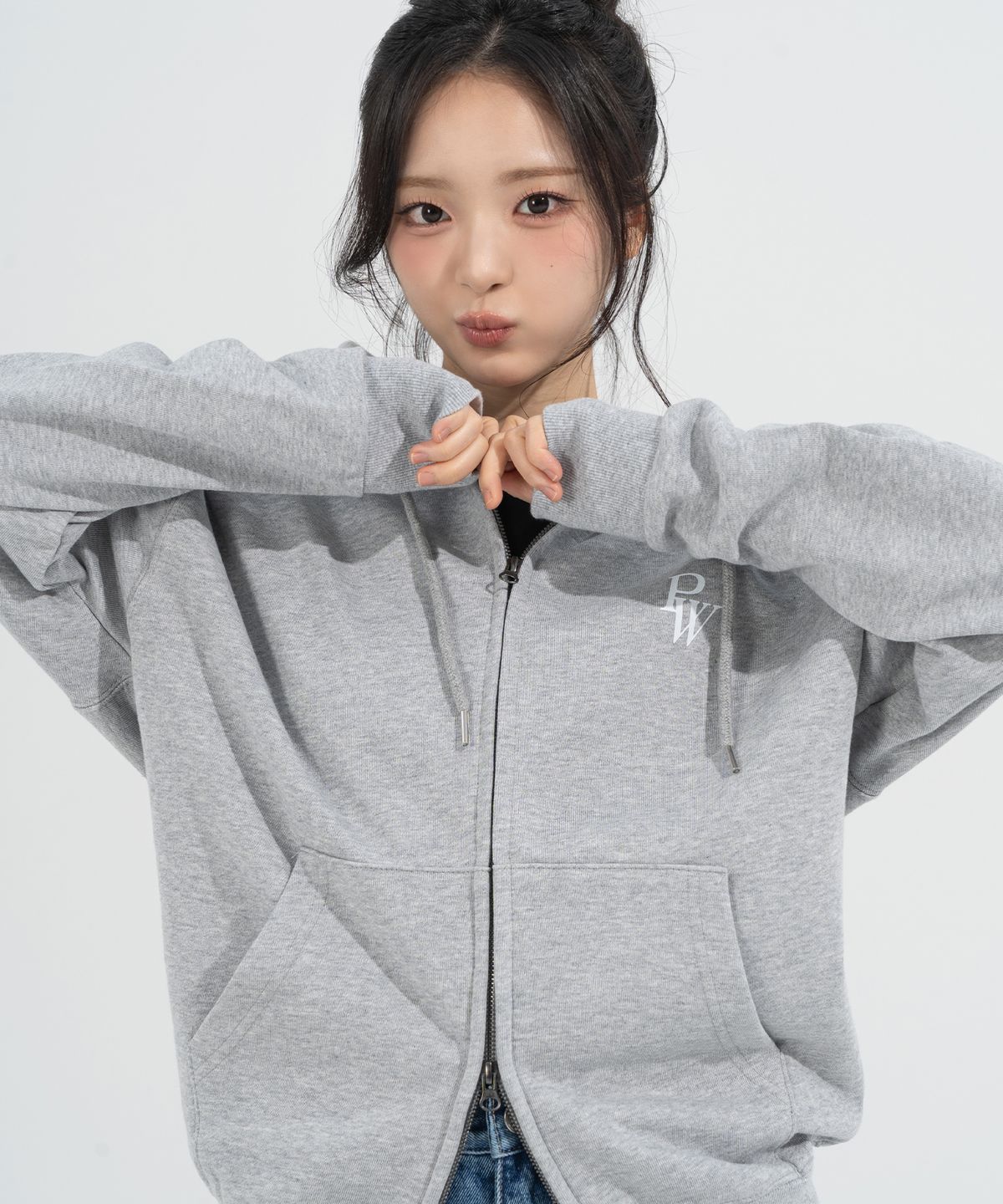 페이즈화이트(PHASEWHITE) [PHASE_1] PW LOGO HOOD ZIP-UP_MELANGE / 8802026-HZ02