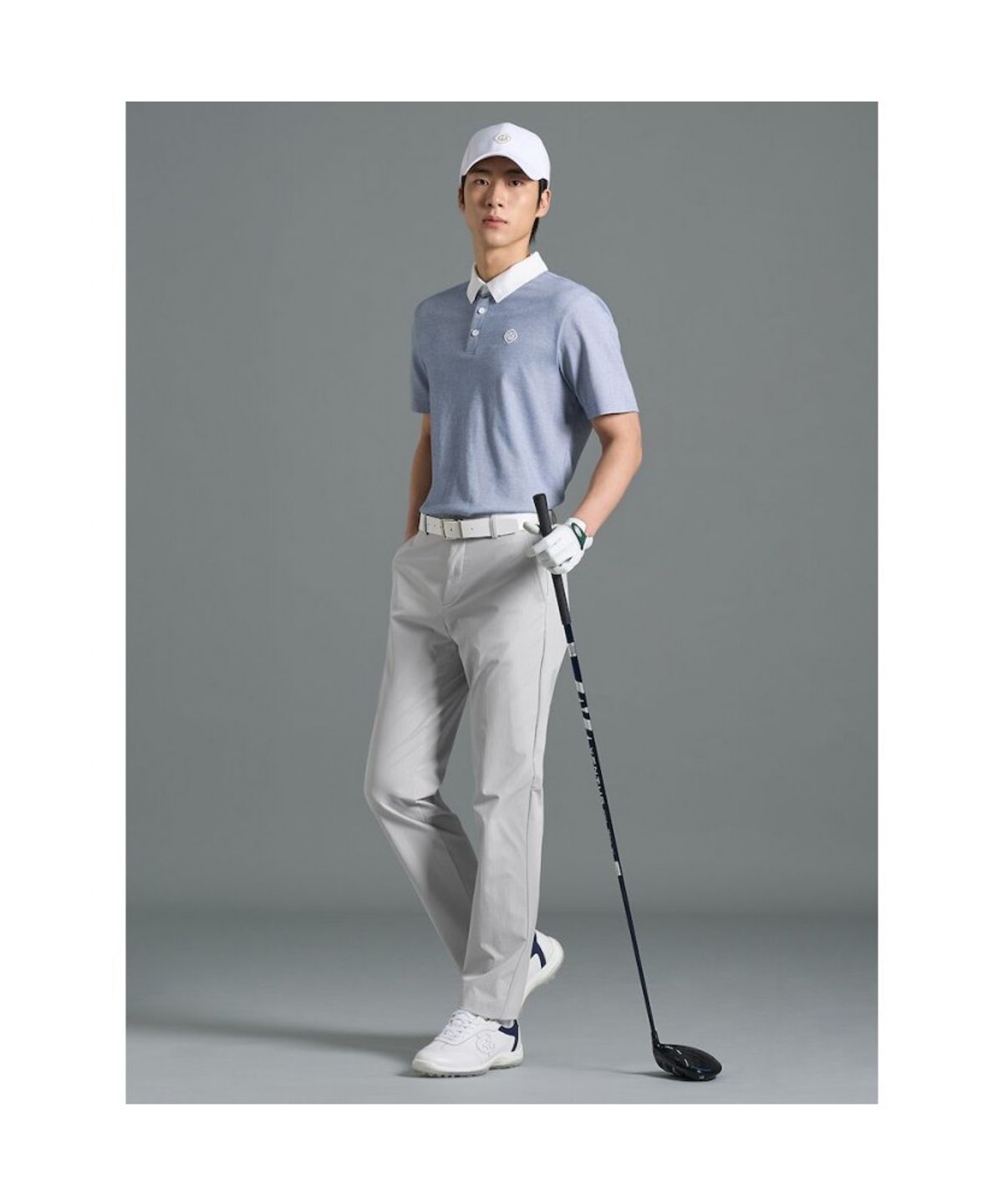 빈폴골프(BEANPOLE GOLF) 남성 칼라 투톤 반소매 티셔츠 - 스카이 블루