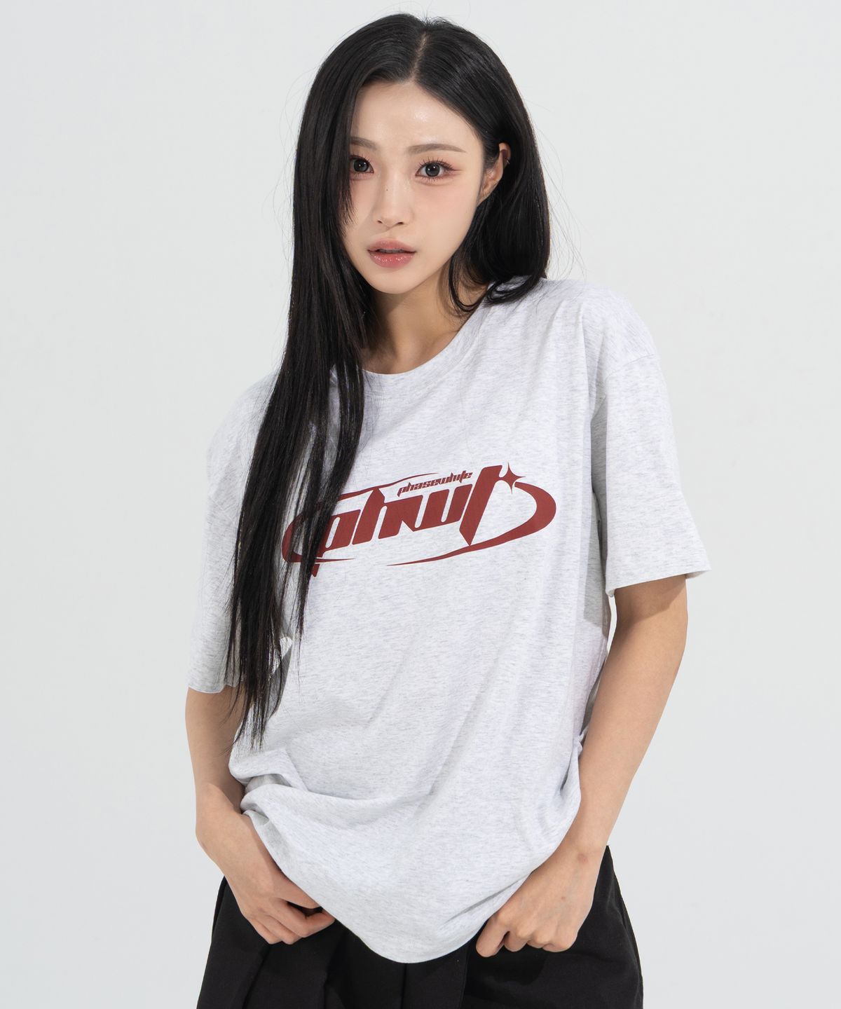 페이즈화이트(PHASEWHITE) [PHASE_1] MILLENIUM LOGO TEE_LIGHT MELANGE / 8802026-ST04