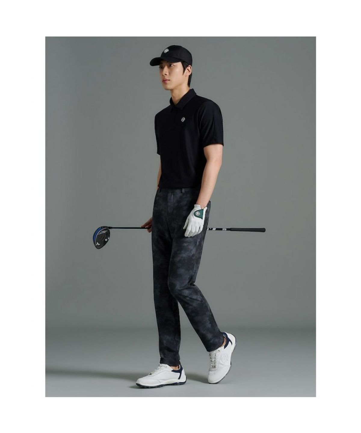 빈폴골프(BEANPOLE GOLF) [B_under] 남성 입체 패턴 반소매 칼라티 - 블랙
