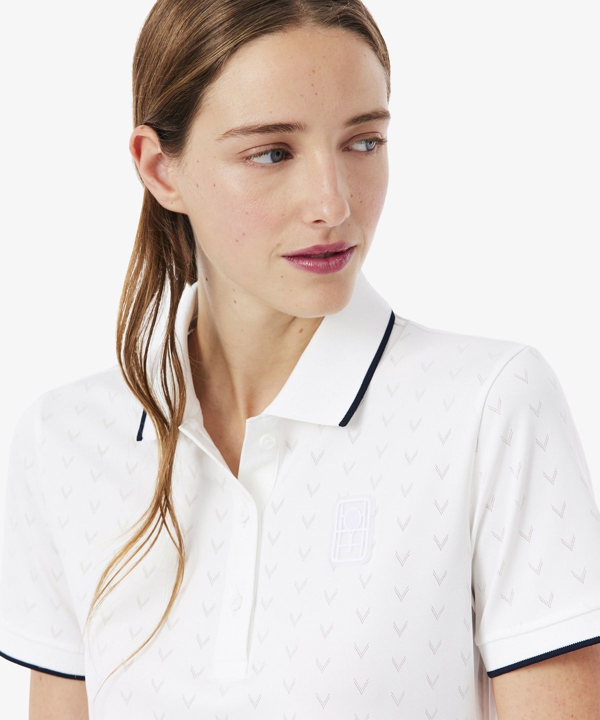 라코스테(LACOSTE) 여성 테니스 헤리티지 V컷 폴로 셔츠 PF0232-56G 001