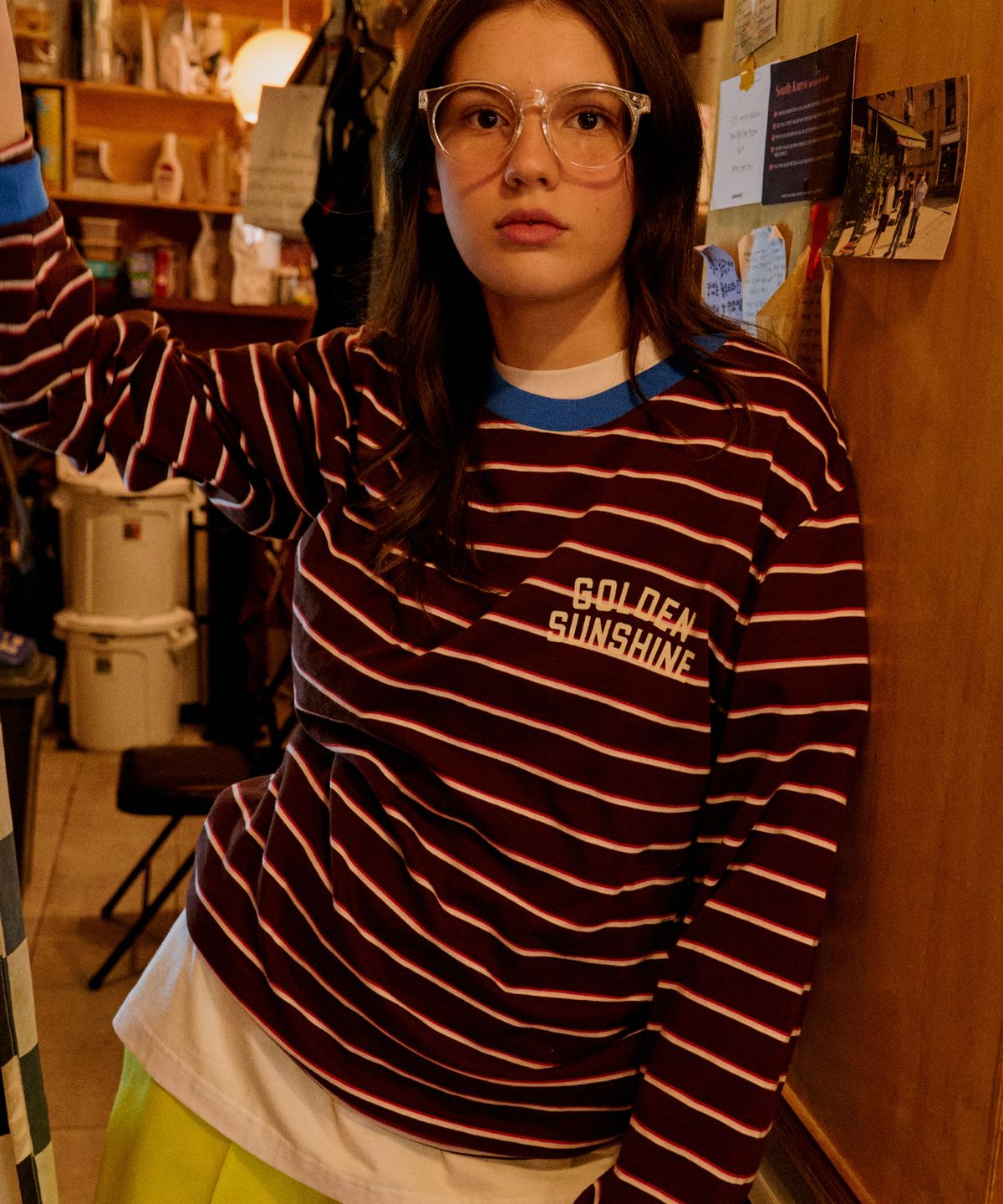 골든선샤인(GOLDEN SUNSHINE) AMERICAN LONG SLEEVE TEE_BROWN