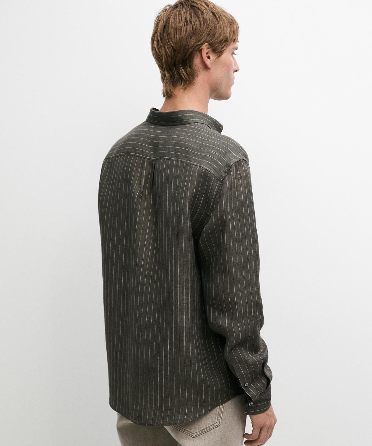 마시모두띠(MASSIMO DUTTI) 스트라이프 플루이드 린넨 셔츠