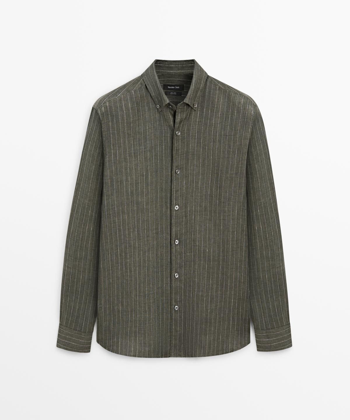 마시모두띠(MASSIMO DUTTI) 스트라이프 플루이드 린넨 셔츠