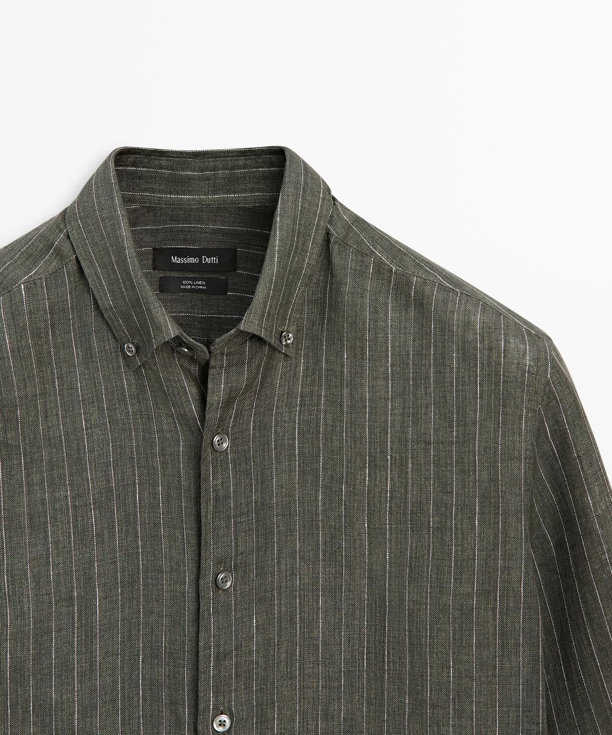 마시모두띠(MASSIMO DUTTI) 스트라이프 플루이드 린넨 셔츠
