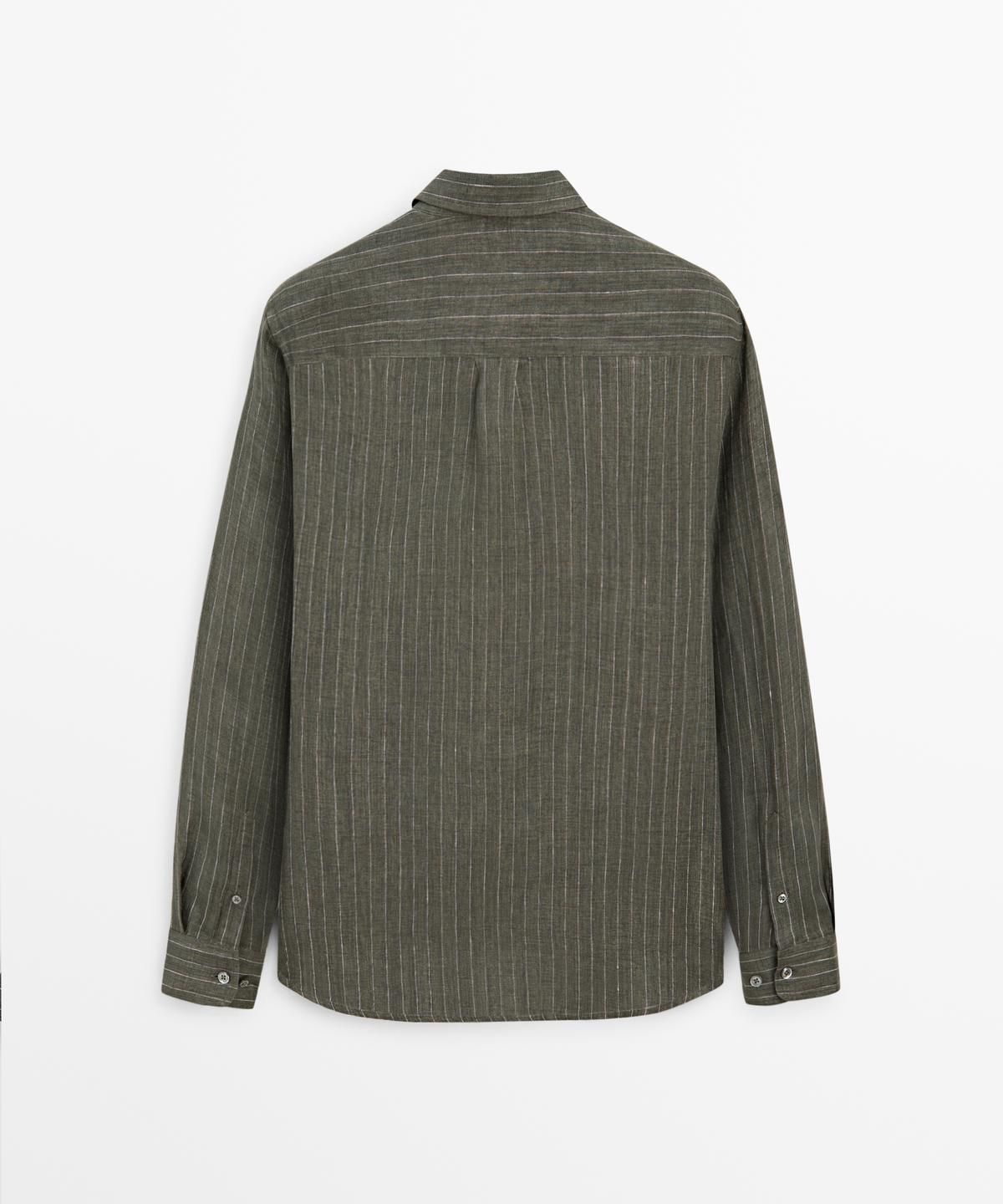 마시모두띠(MASSIMO DUTTI) 스트라이프 플루이드 린넨 셔츠