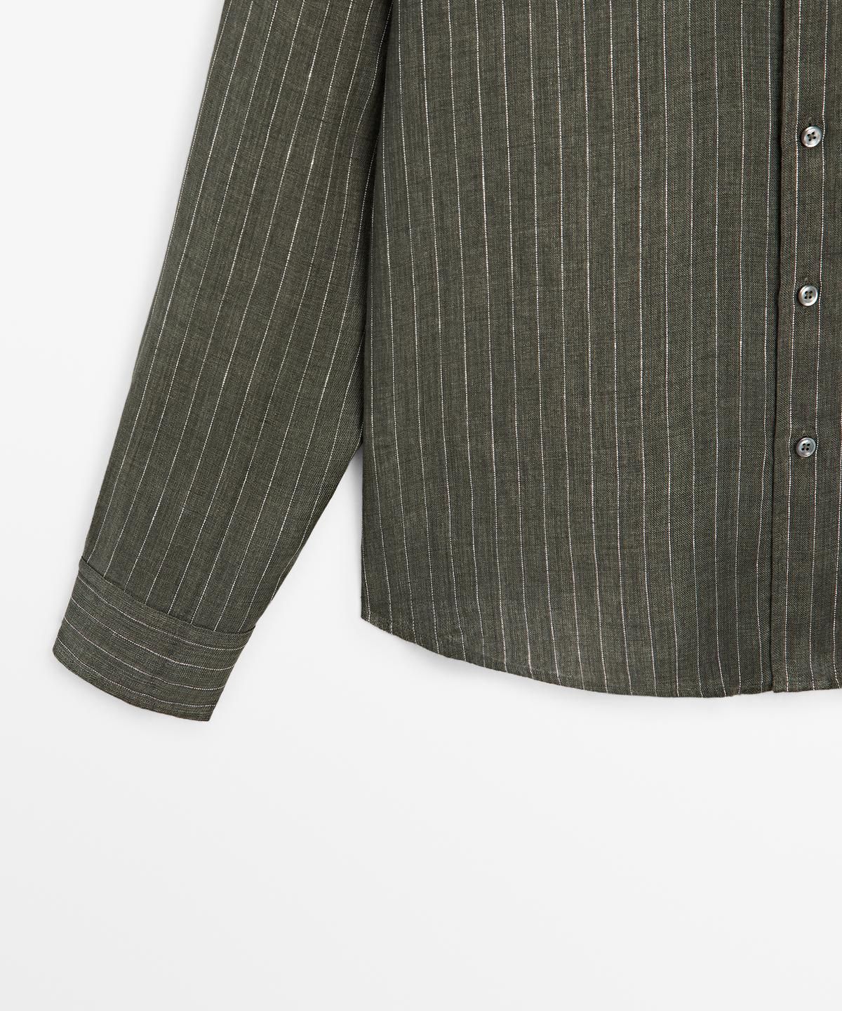 마시모두띠(MASSIMO DUTTI) 스트라이프 플루이드 린넨 셔츠