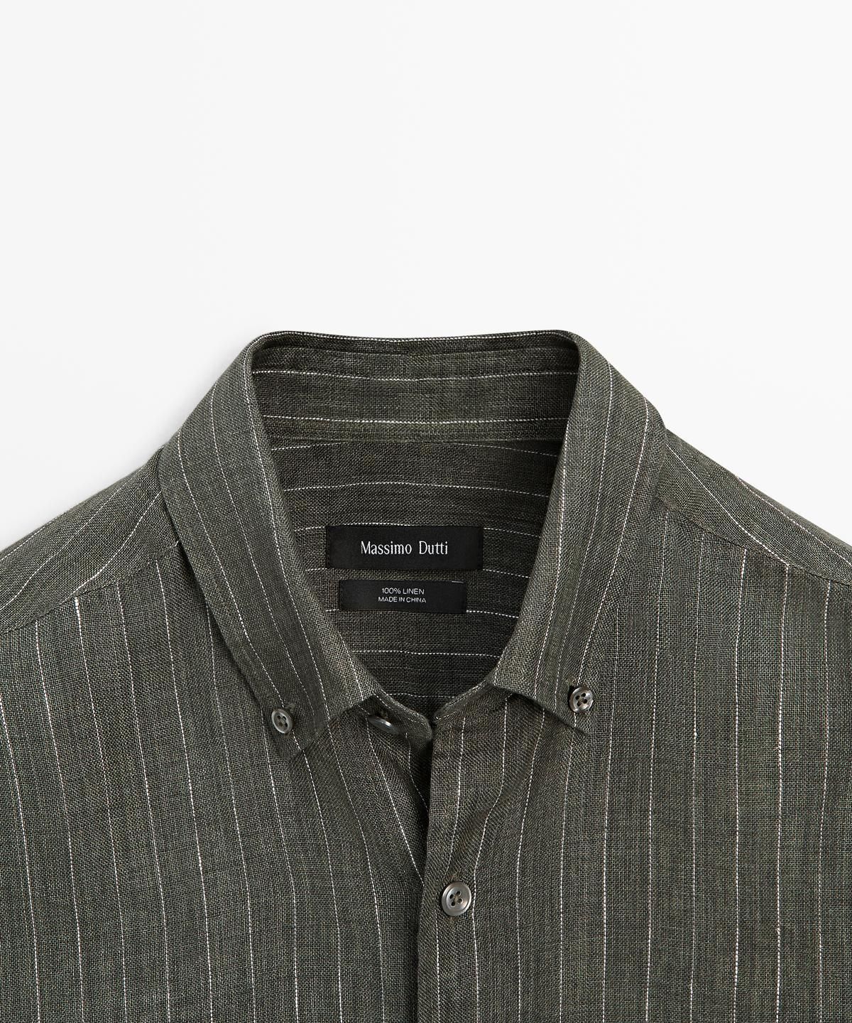 마시모두띠(MASSIMO DUTTI) 스트라이프 플루이드 린넨 셔츠