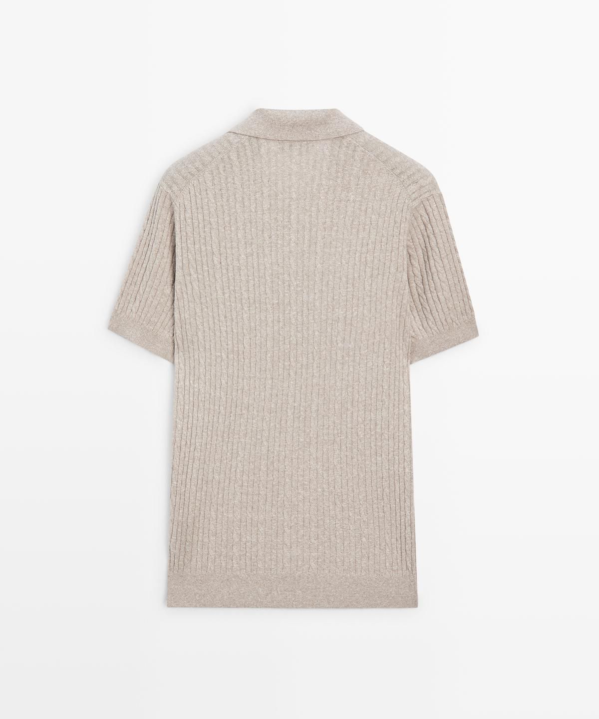 마시모두띠(MASSIMO DUTTI) 브레이드 디테일 쇼트 슬리브 니트 폴로 셔츠