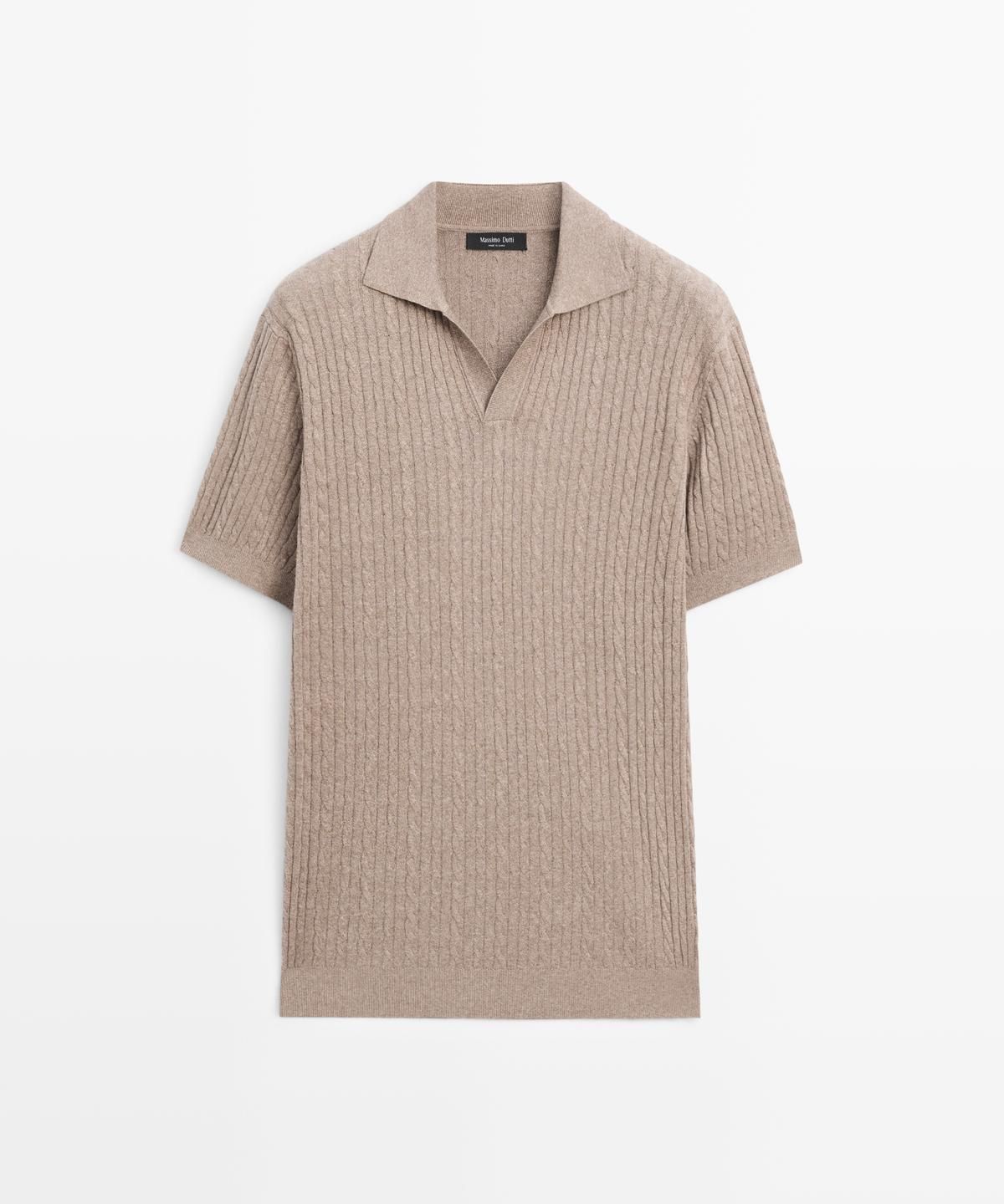 마시모두띠(MASSIMO DUTTI) 브레이드 디테일 쇼트 슬리브 니트 폴로 셔츠