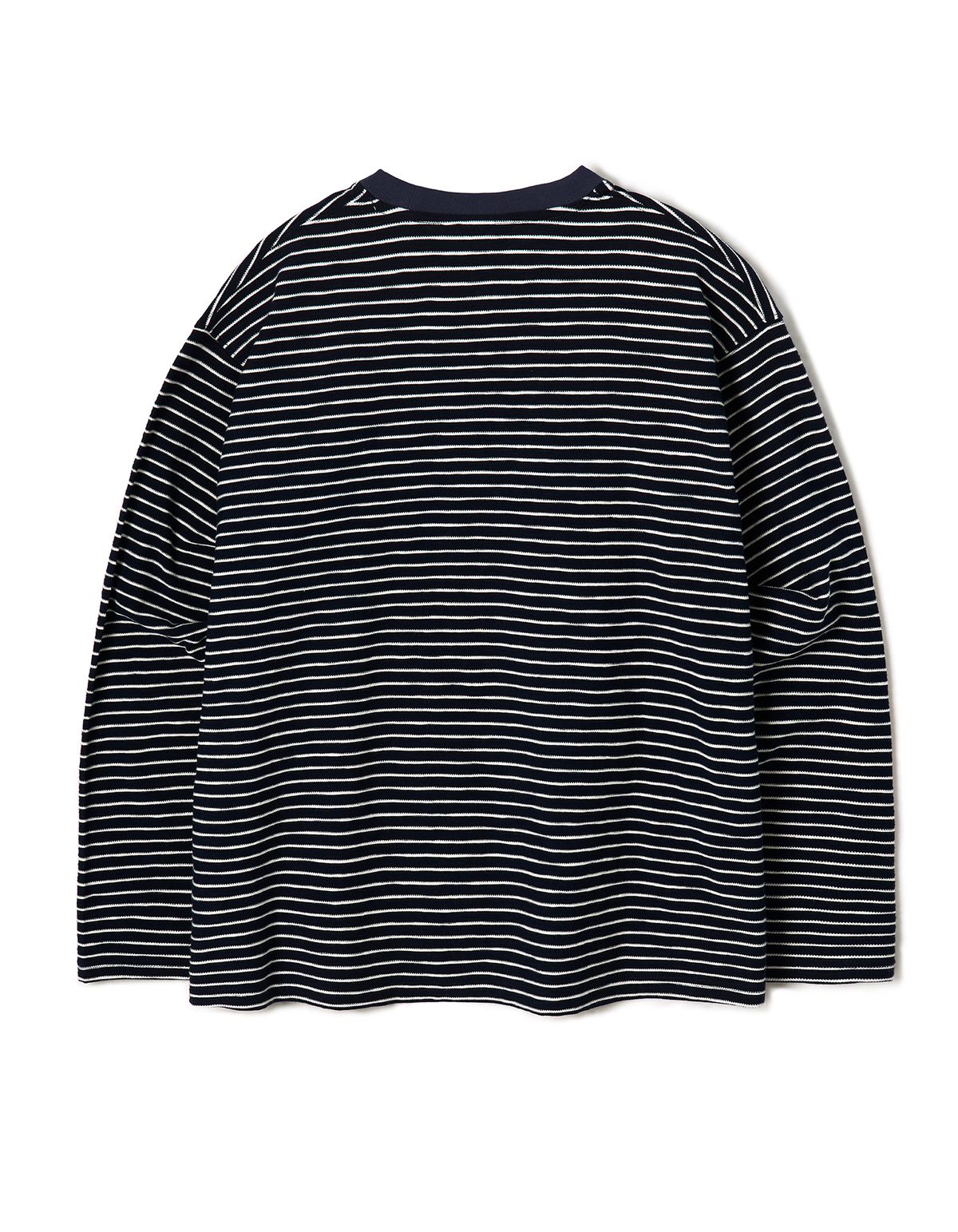 로어즈(LORES) Textured Striped L/S Tee - Navy