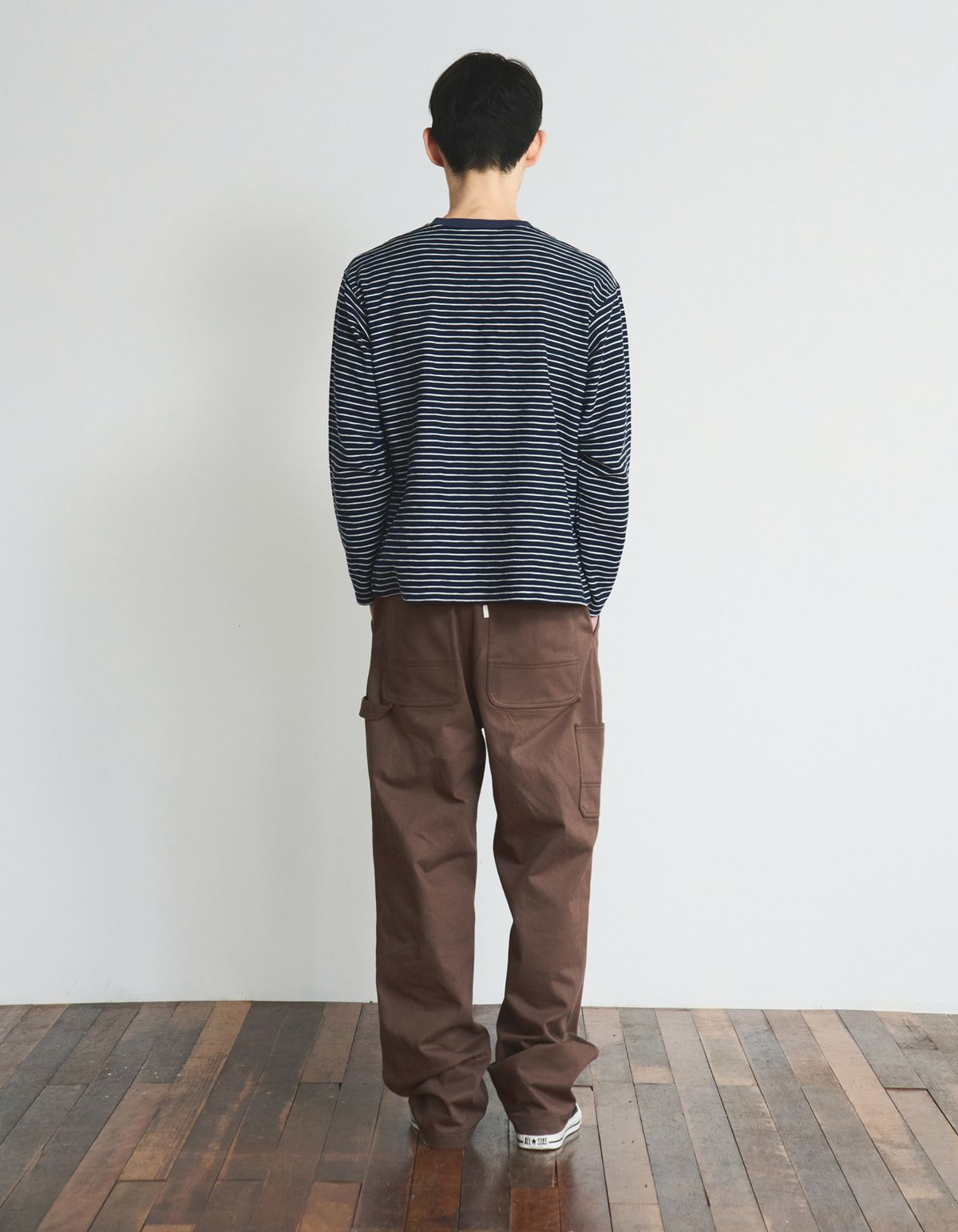 로어즈(LORES) Textured Striped L/S Tee - Navy