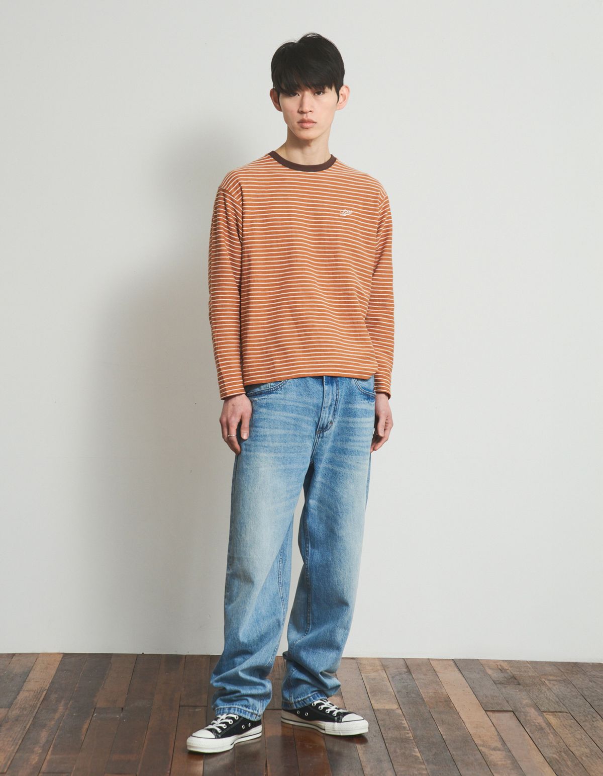 로어즈(LORES) Textured Striped L/S Tee - Brick