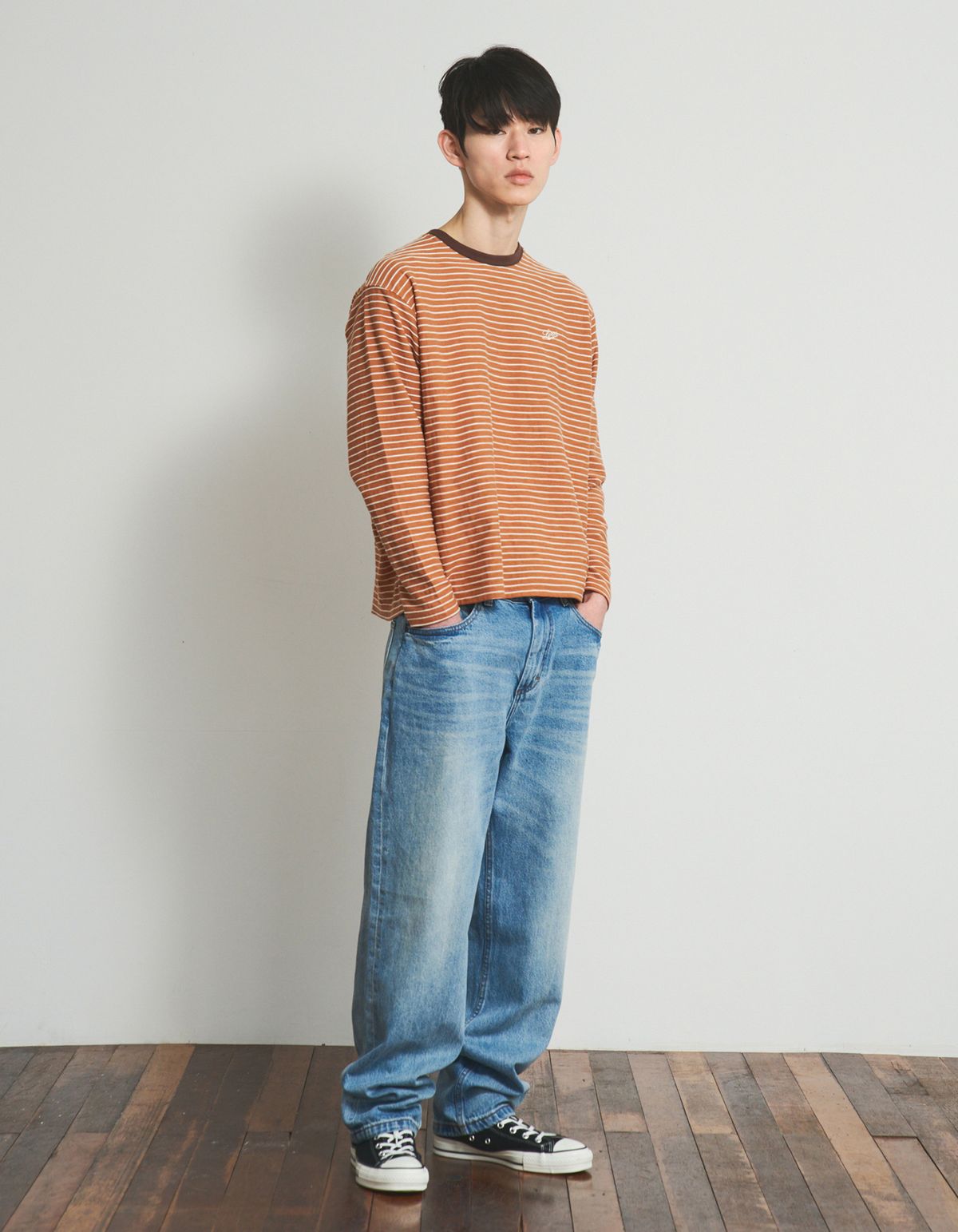 로어즈(LORES) Textured Striped L/S Tee - Brick