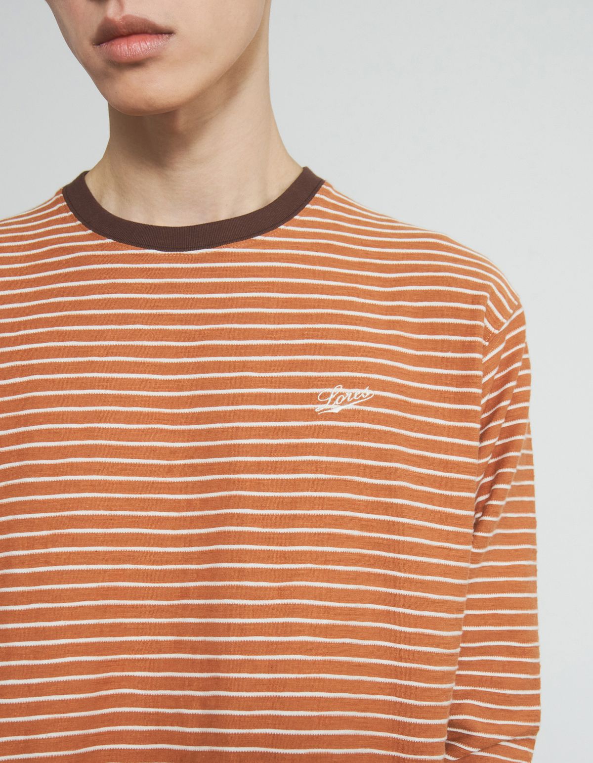 로어즈(LORES) Textured Striped L/S Tee - Brick