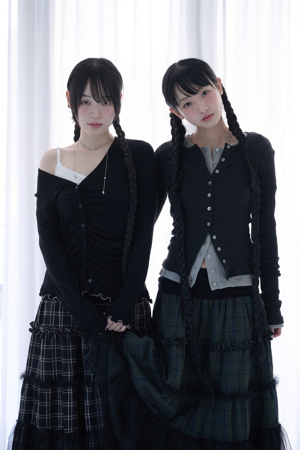 miccar ミカー　シルクウールジレ　ブラック 黒 MUSINSA公式 | MIRECO ASYMMETRIC SHIRRING LACE CARDIGAN BLACK