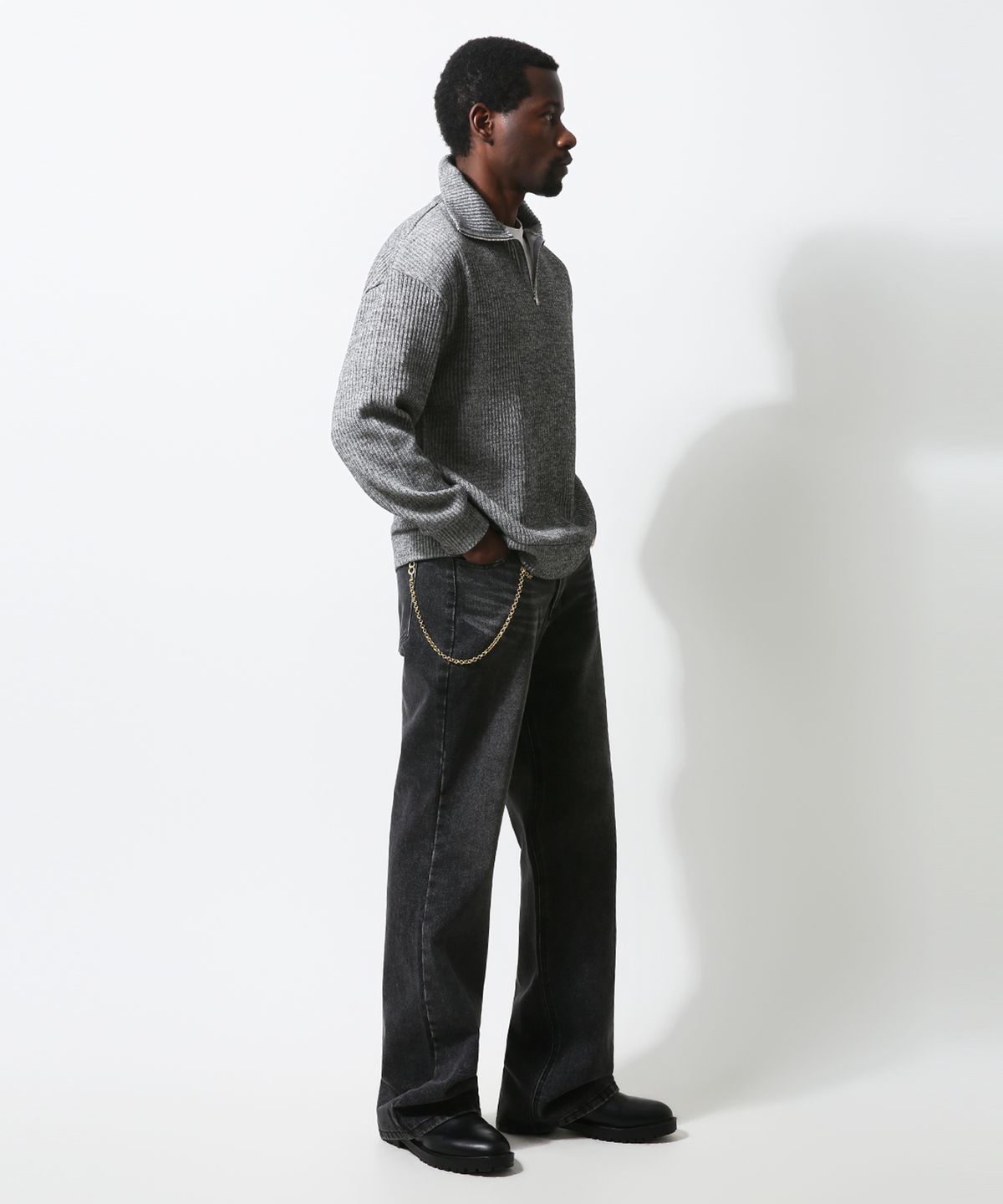 스트라이크(STRIKE) Black Light Wash Long Flare Denim