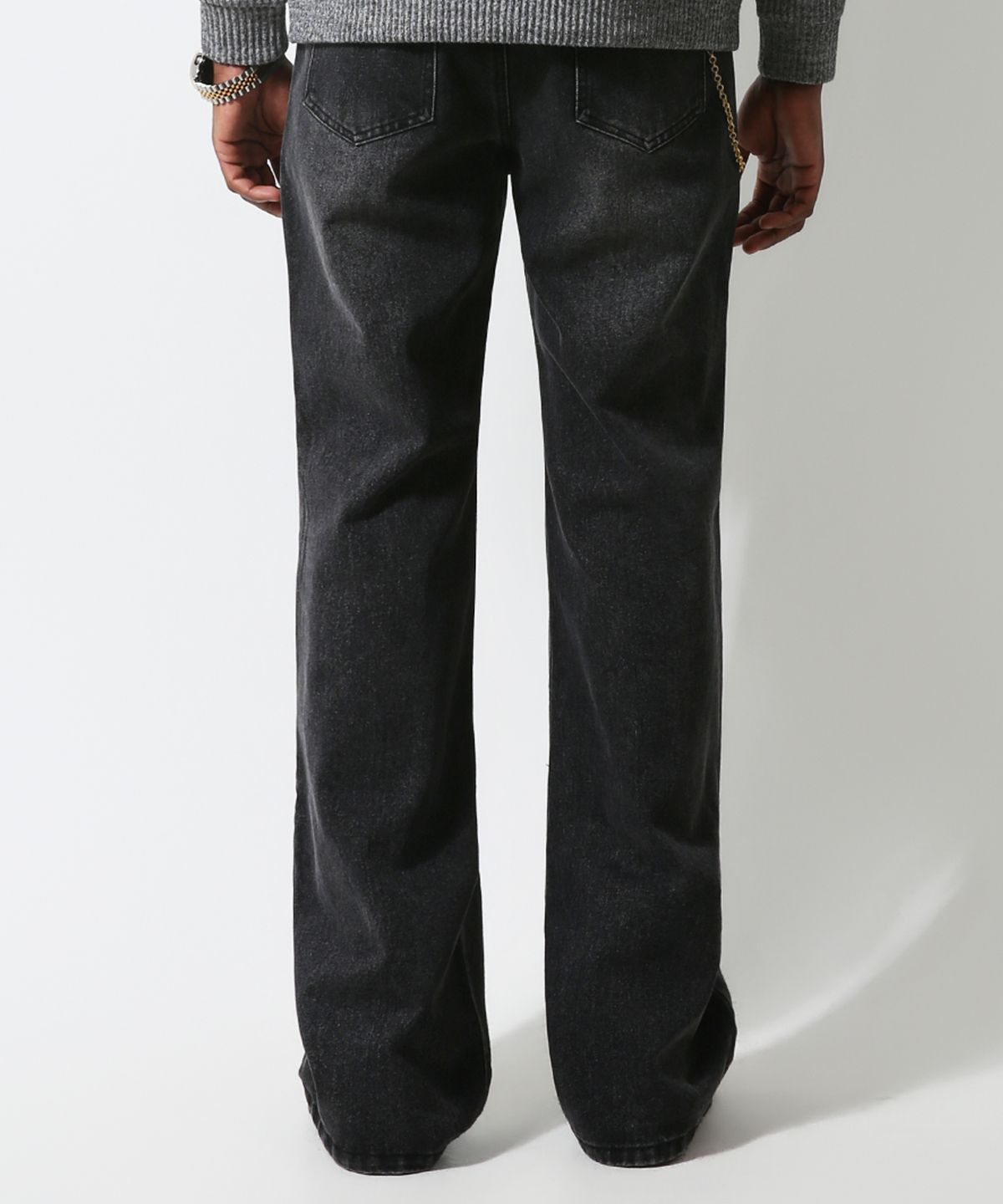 스트라이크(STRIKE) Black Light Wash Long Flare Denim