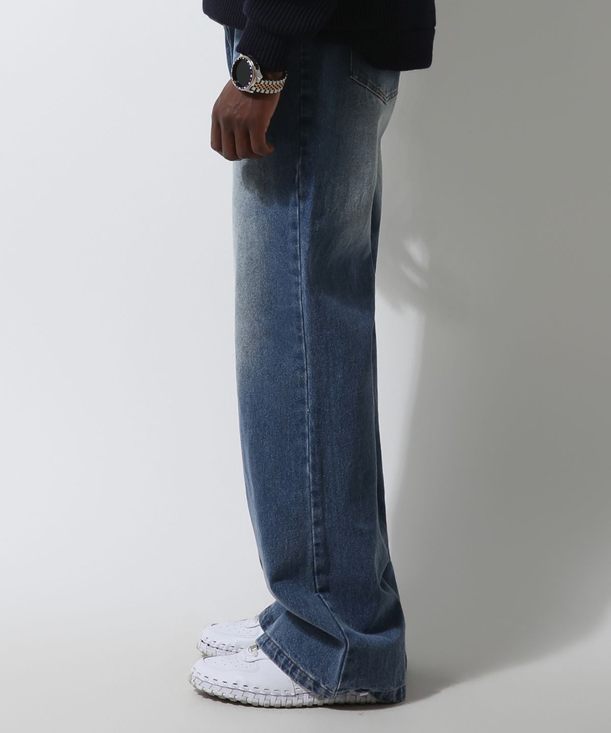 스트라이크(STRIKE) Medium Blue Wash Long Flare Denim