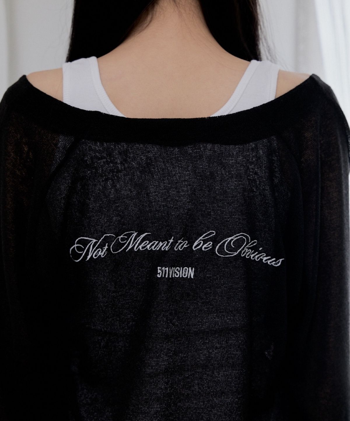 511비전(511VISION) SHEER LOGO CARDIGAN , BLACK