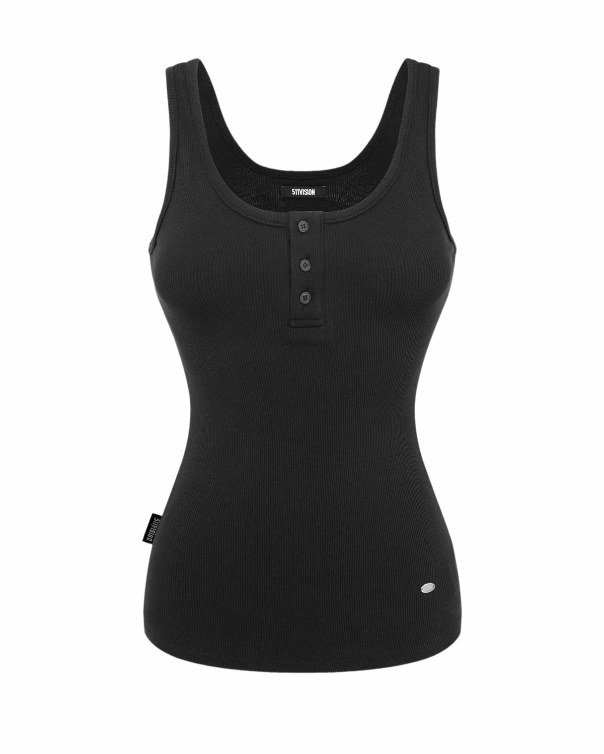 511비전(511VISION) PURE BUTTON SLEEVELESS , BLACK