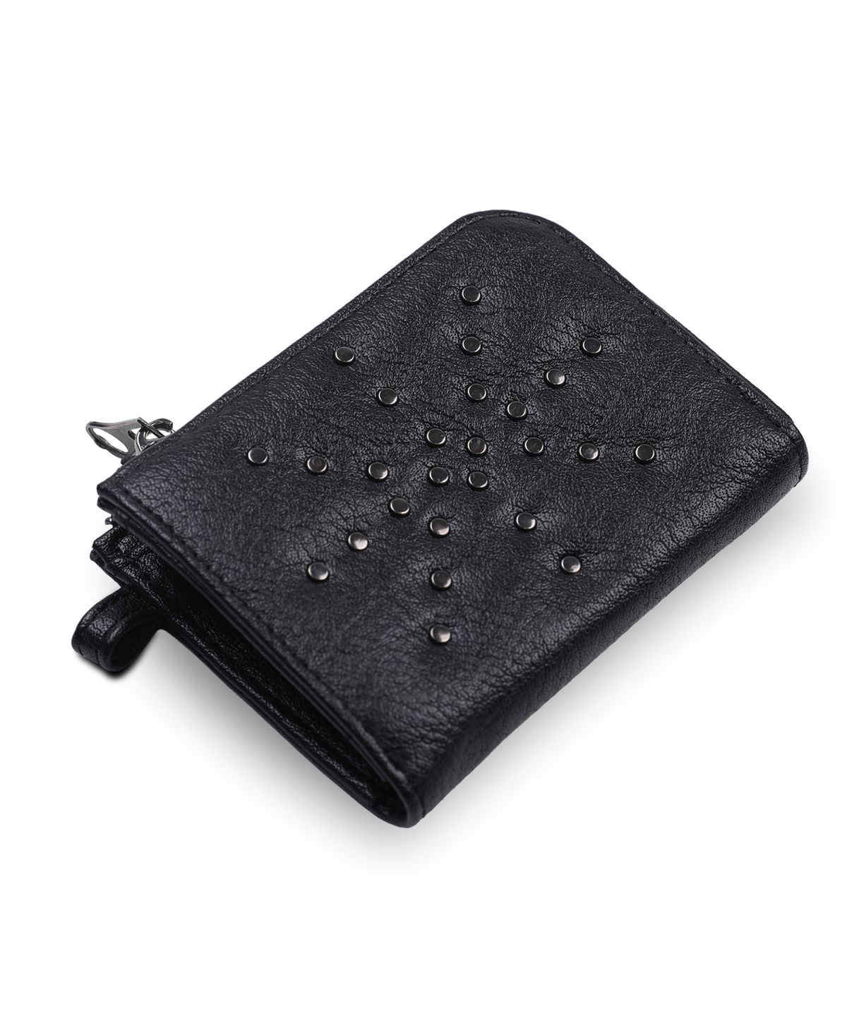 엑스톤즈(XTONZ) XF007 스터드 로고 체인 지갑 (BLACK)