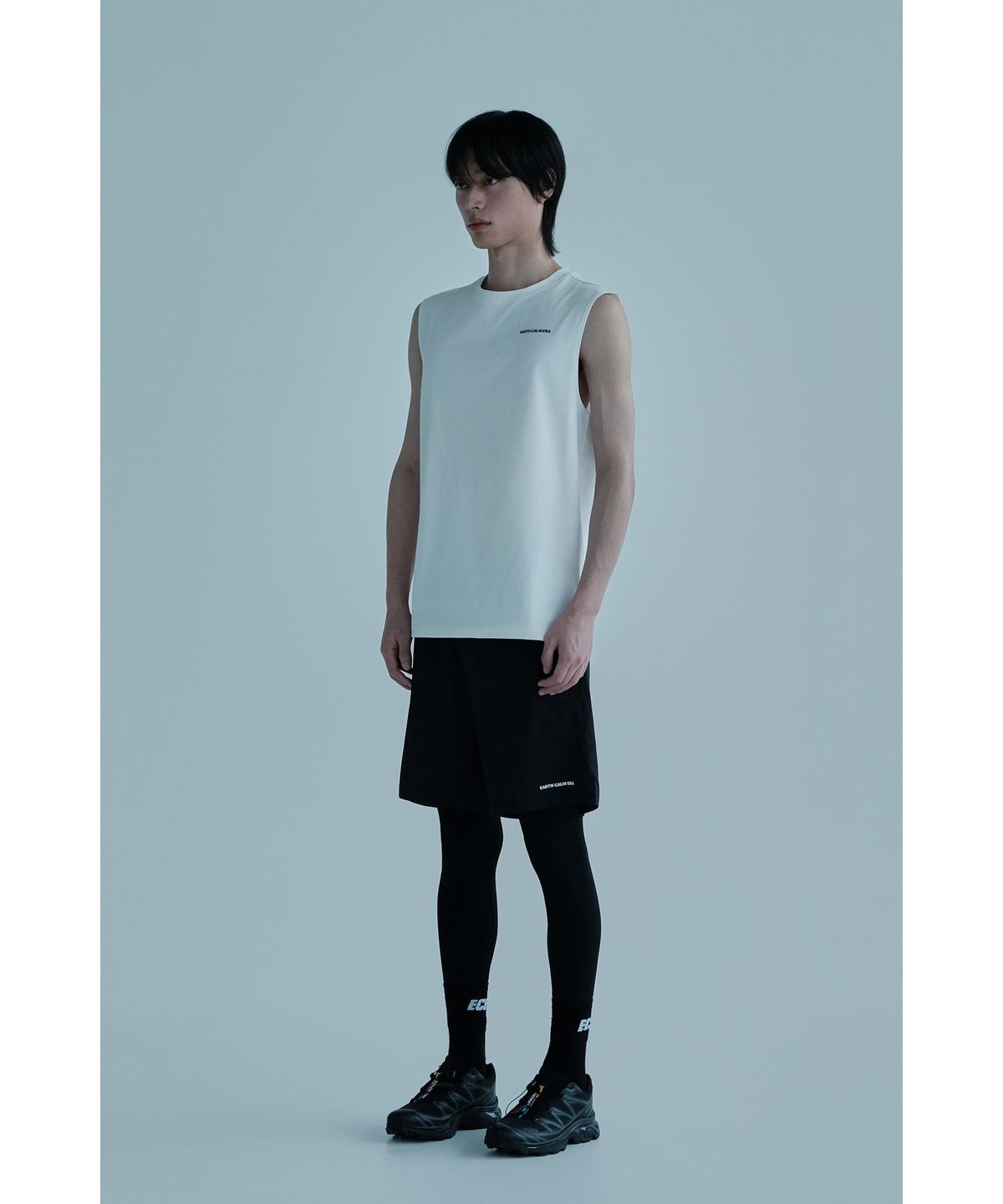 얼스캄에라(EARTH CALM ERA) 2in1 액티브 7인치 쇼츠_롱 타이즈 _블랙