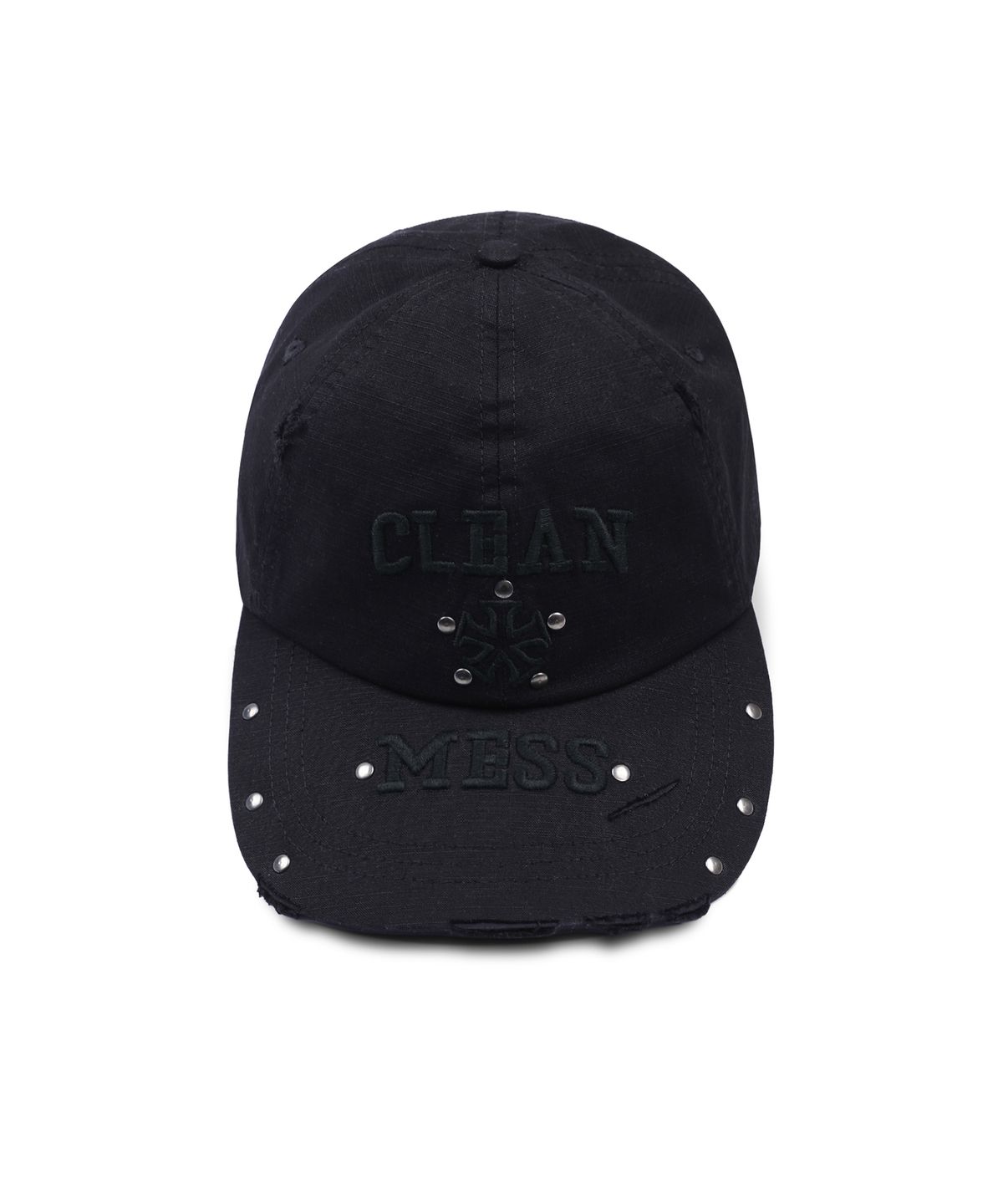 엑스톤즈(XTONZ) XF016 메스 스터드 데미지 코튼 볼캡 (BLACK)