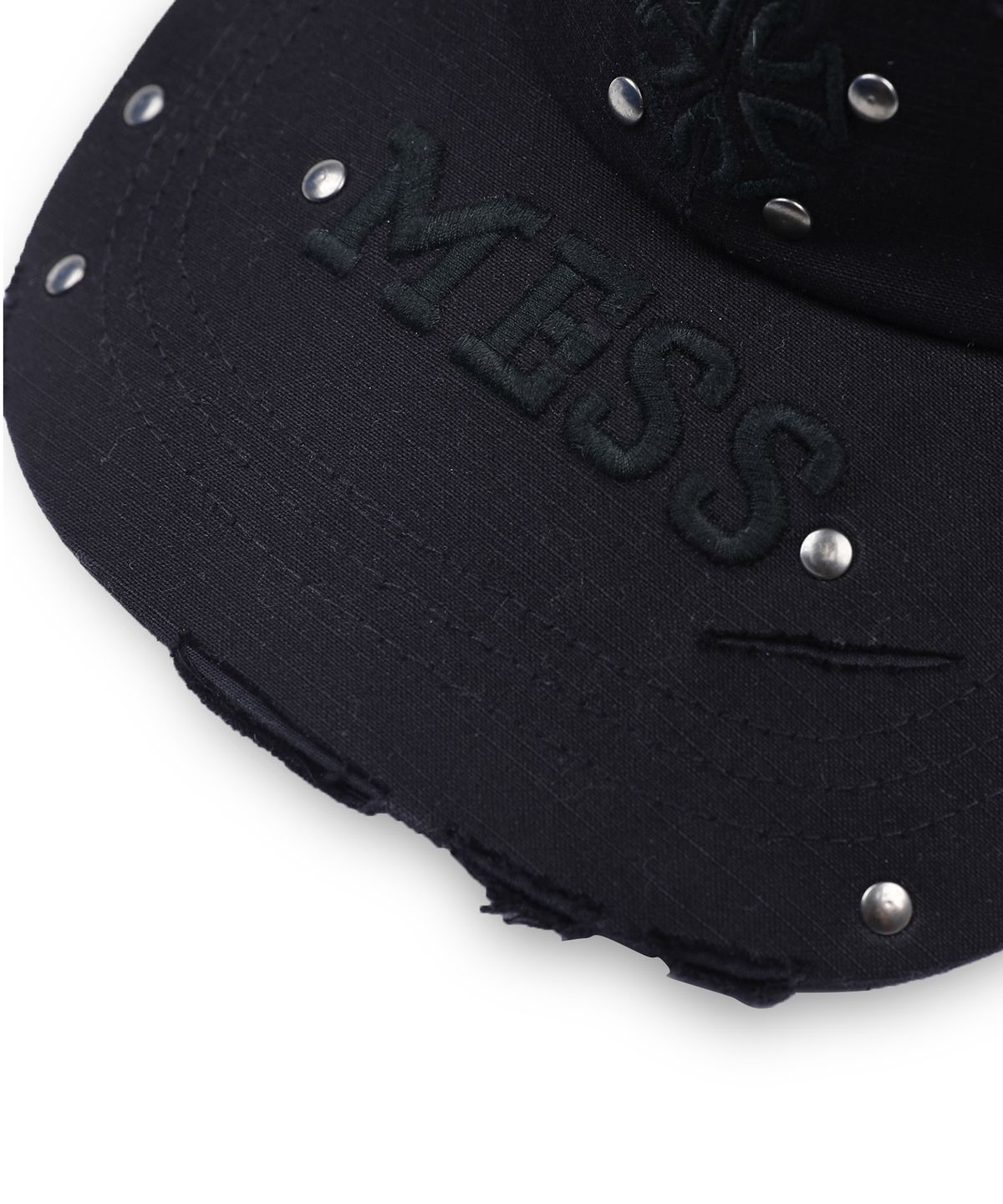 엑스톤즈(XTONZ) XF016 메스 스터드 데미지 코튼 볼캡 (BLACK)
