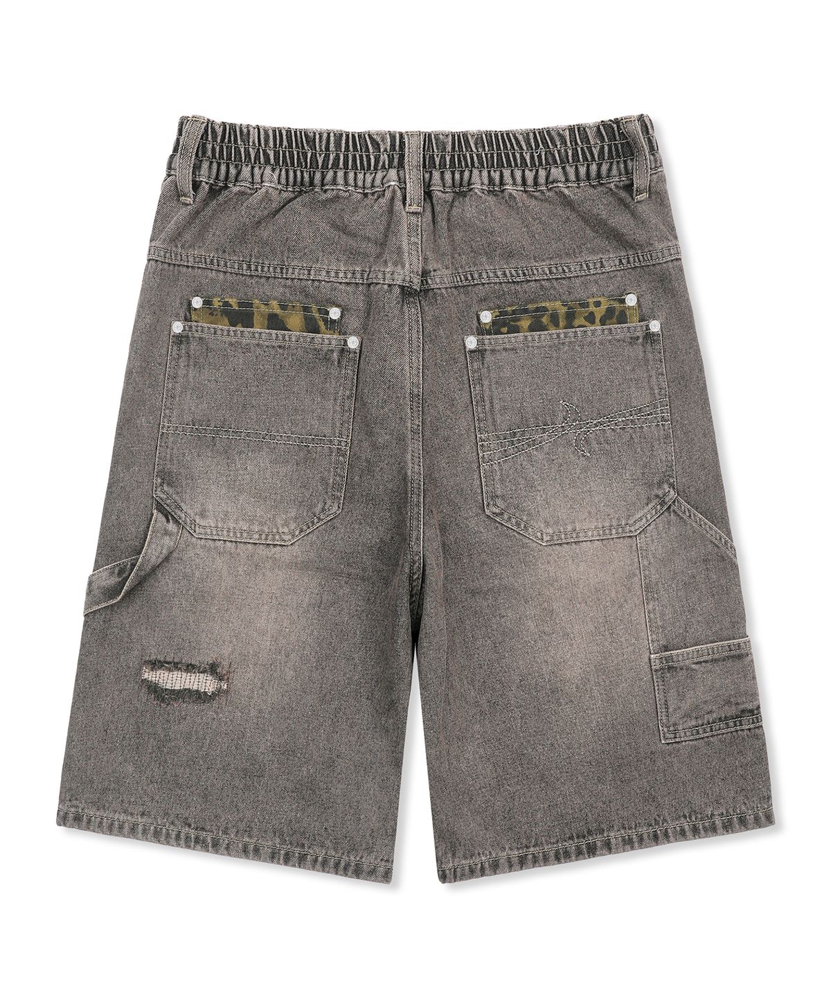 엑스톤즈(XTONZ) XF012 레오파드 카펜더 버뮤다 데님 팬츠 (BROWN)
