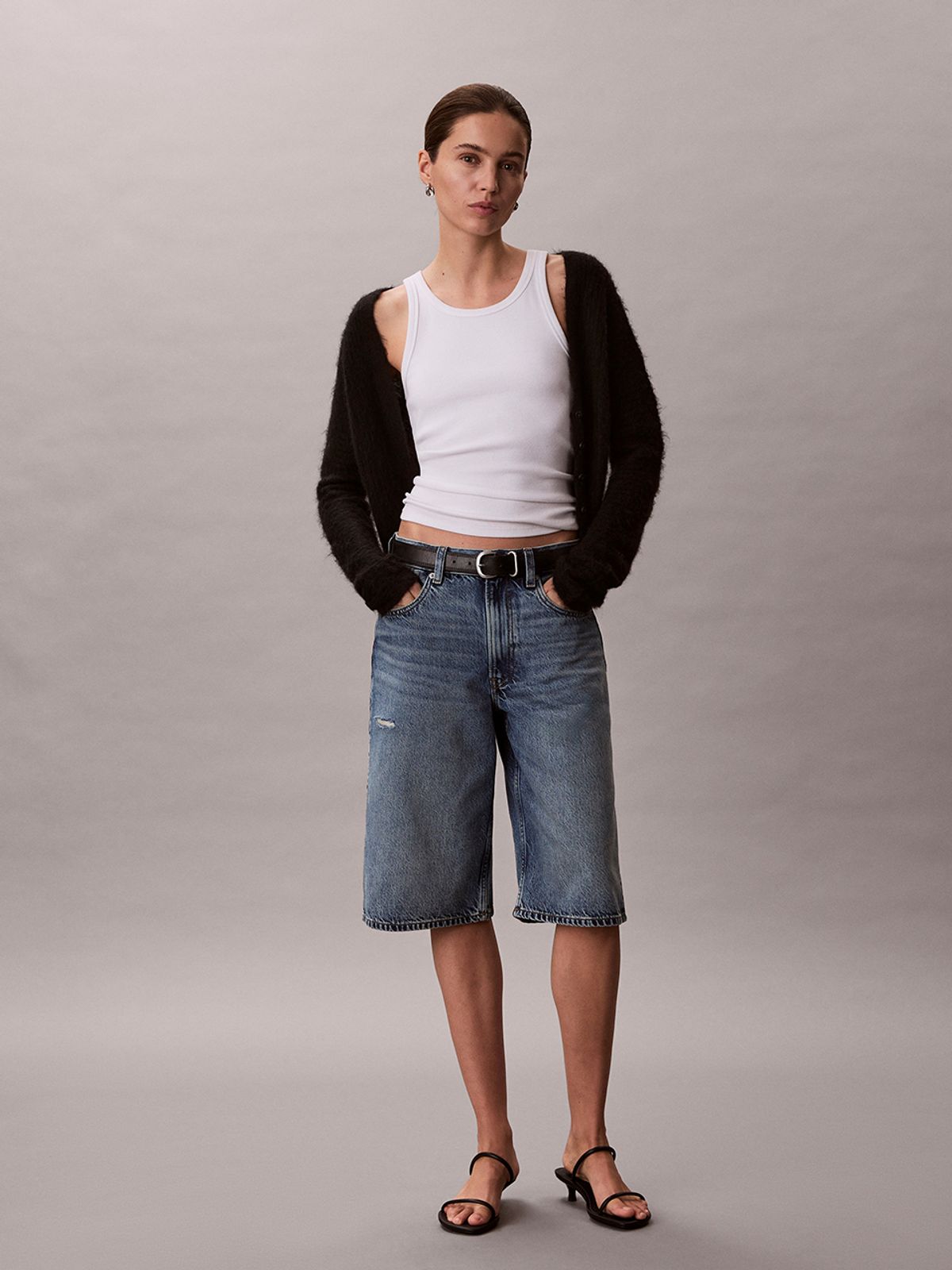 캘빈클라인 진(CALVIN KLEIN JEANS) 여성 텐셀 데님 롱쇼츠 47F771G SLN