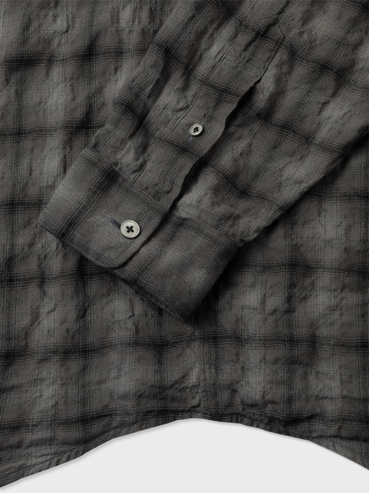 아틀리에 델디오(ATELIER DELDIO) 코튼 리오셀 셔링 체크 컴포트 셔츠 (CHARCOAL GREY)