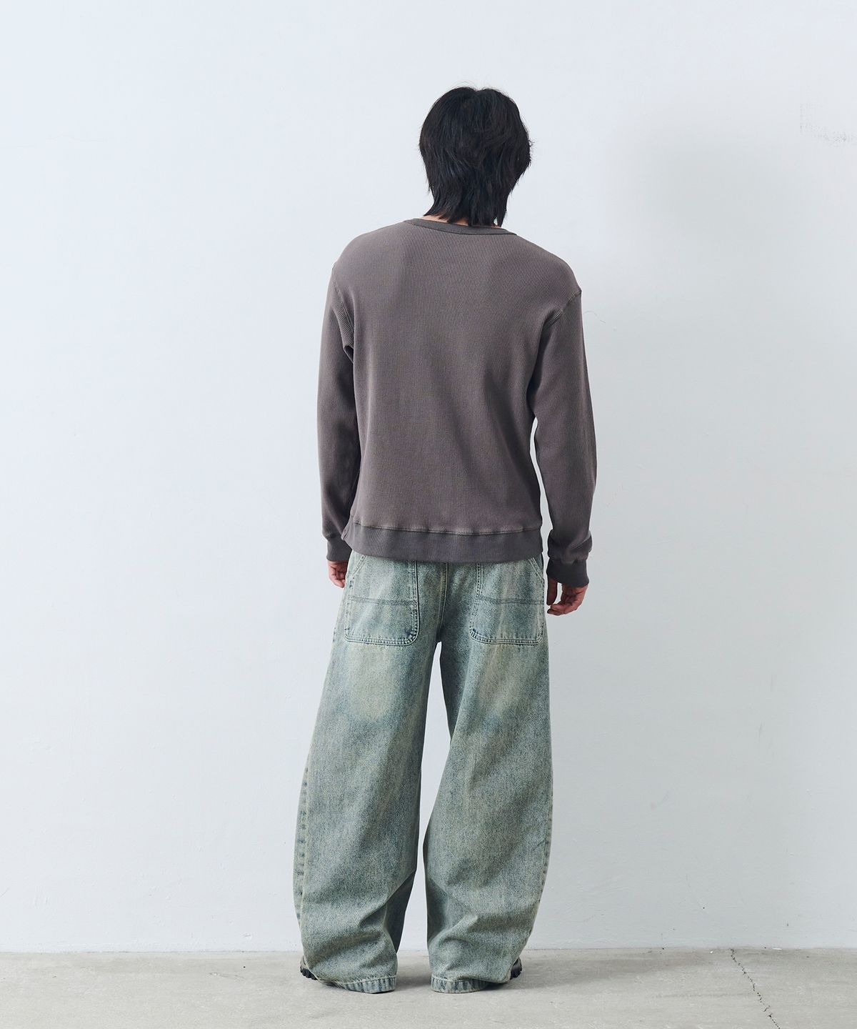 논타입(NONTYPE) WAFFLE HERNY NECK T-SHIRTS (CHARCOAL)