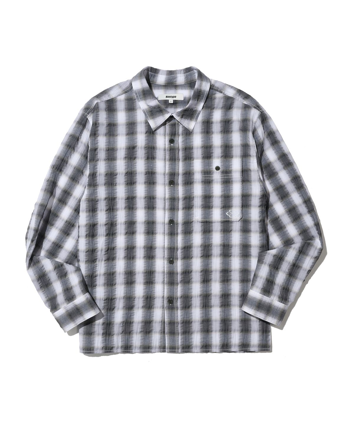 논타입(NONTYPE) GARMENT WASHED OMBRE CHECK SHIRTS (CHECK GREY)