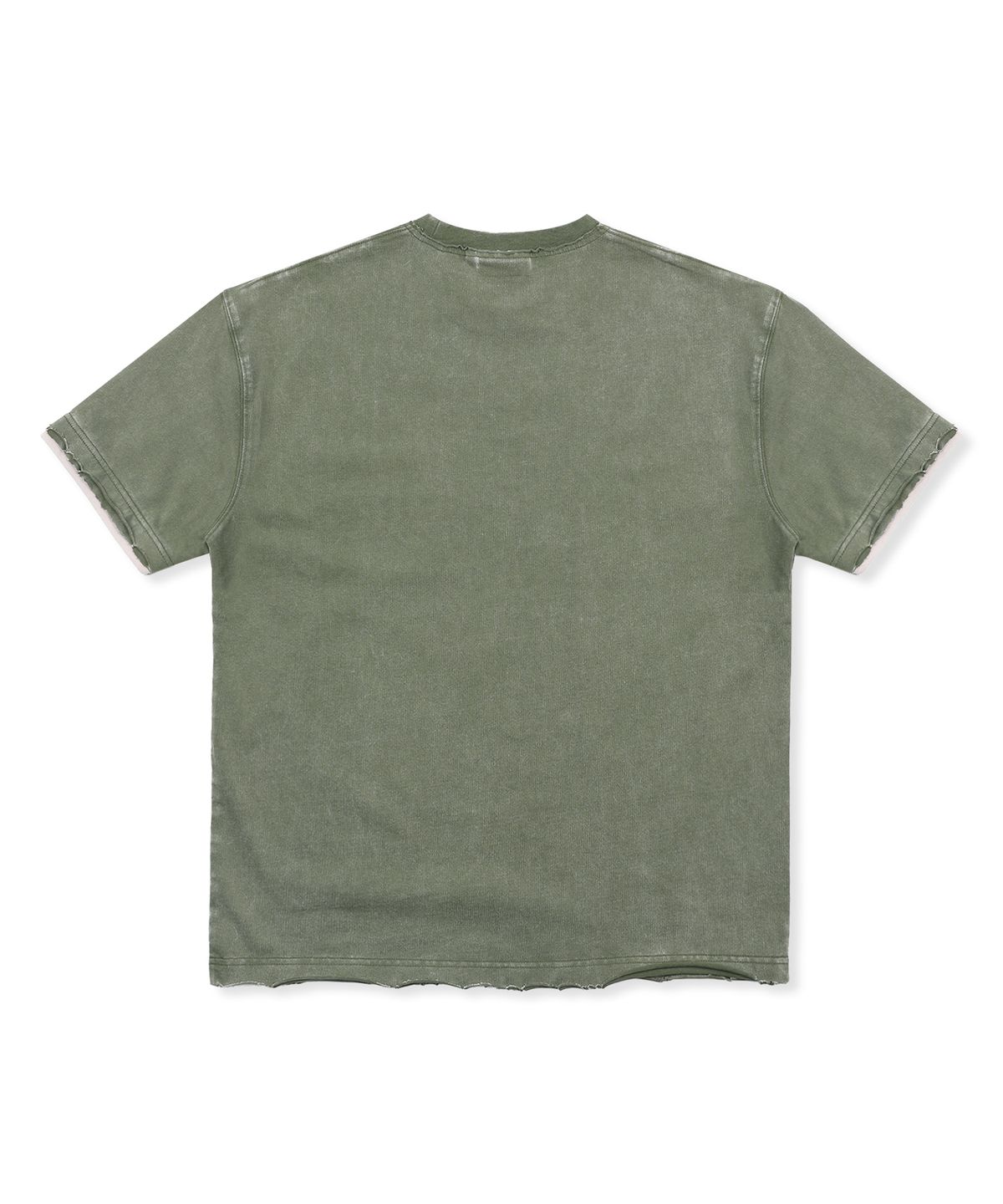 엑스톤즈(XTONZ) XF014 아치 아플리케 데미지 워싱 티셔츠 (KHAKI)
