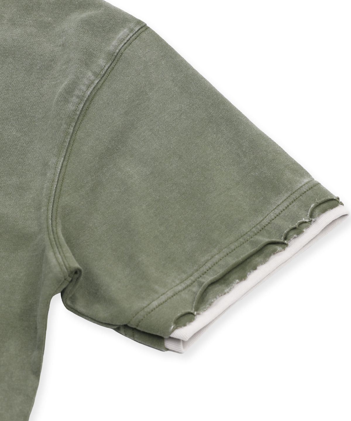 엑스톤즈(XTONZ) XF014 아치 아플리케 데미지 워싱 티셔츠 (KHAKI)