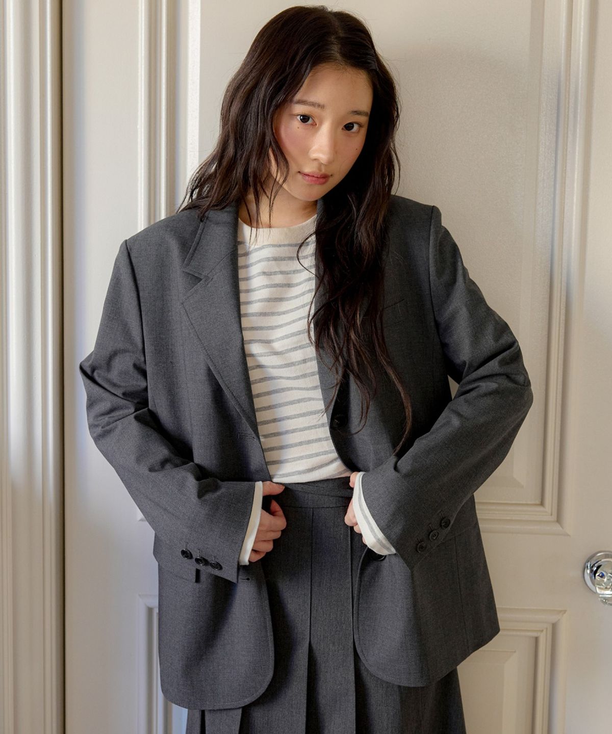 올리브 데 올리브(OLIVE DES OLIVE) 세미 오버 싱글 자켓 OW6MJ3000