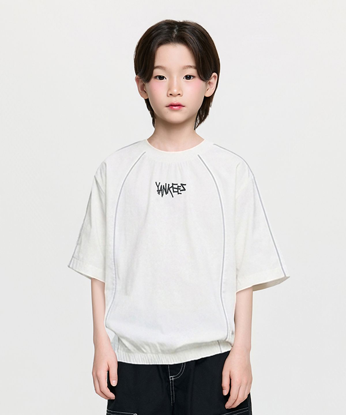 엠엘비 키즈(MLB KIDS) 스트릿 베이직 우븐 빅로고 아트웍 티셔츠 NY (White)
