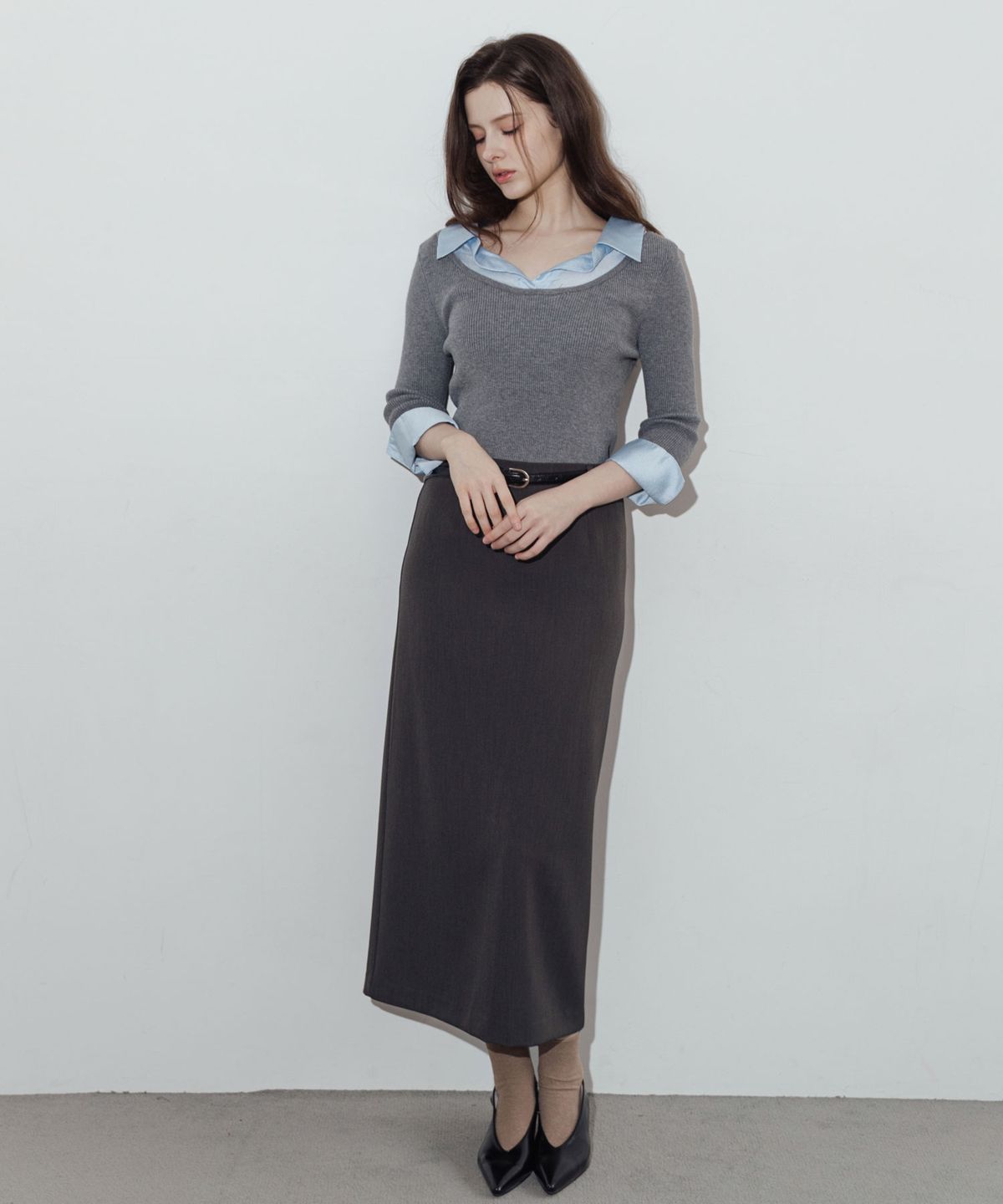 로트르드민(LAUTREDE MIN) Pencil long Skirt