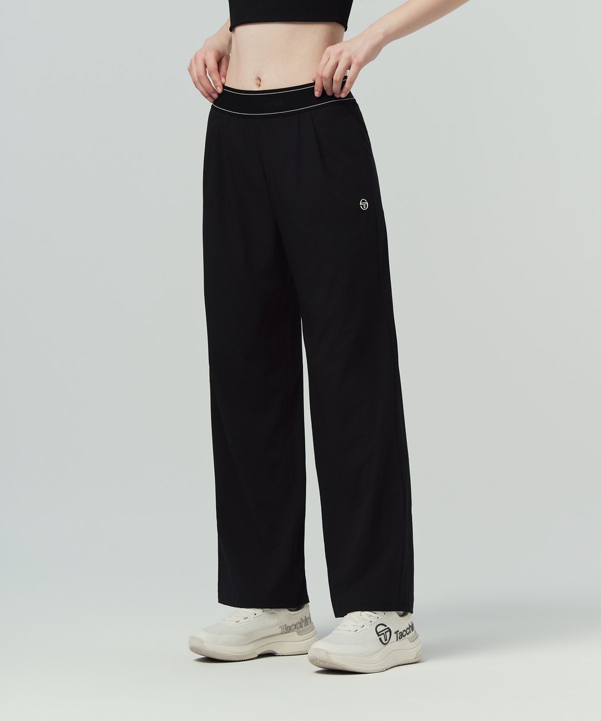 세르지오 타키니(SERGIO TACCHINI) W 밴딩 우븐 와이드 팬츠 (Black)