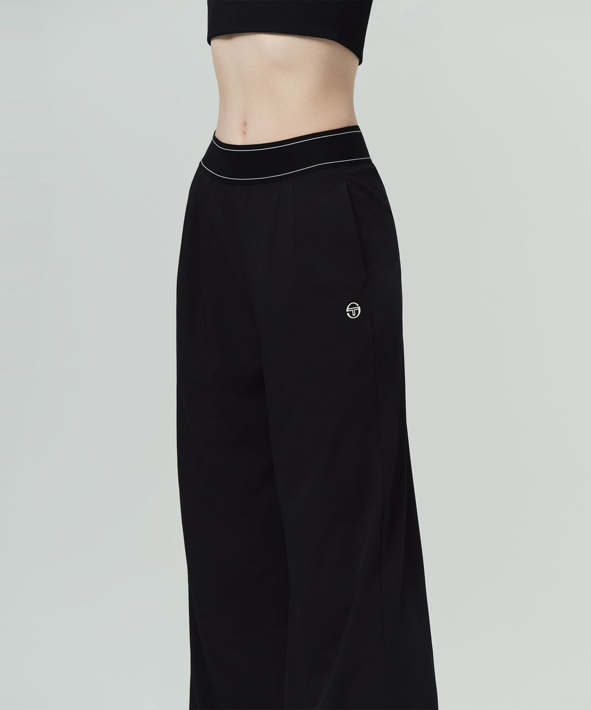 세르지오 타키니(SERGIO TACCHINI) W 밴딩 우븐 와이드 팬츠 (Black)