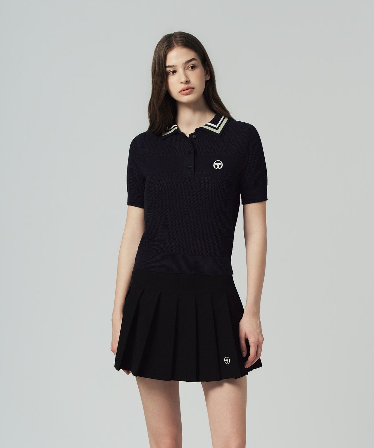 세르지오 타키니(SERGIO TACCHINI) W 데일리 반팔 폴로 스웨터 (Navy)