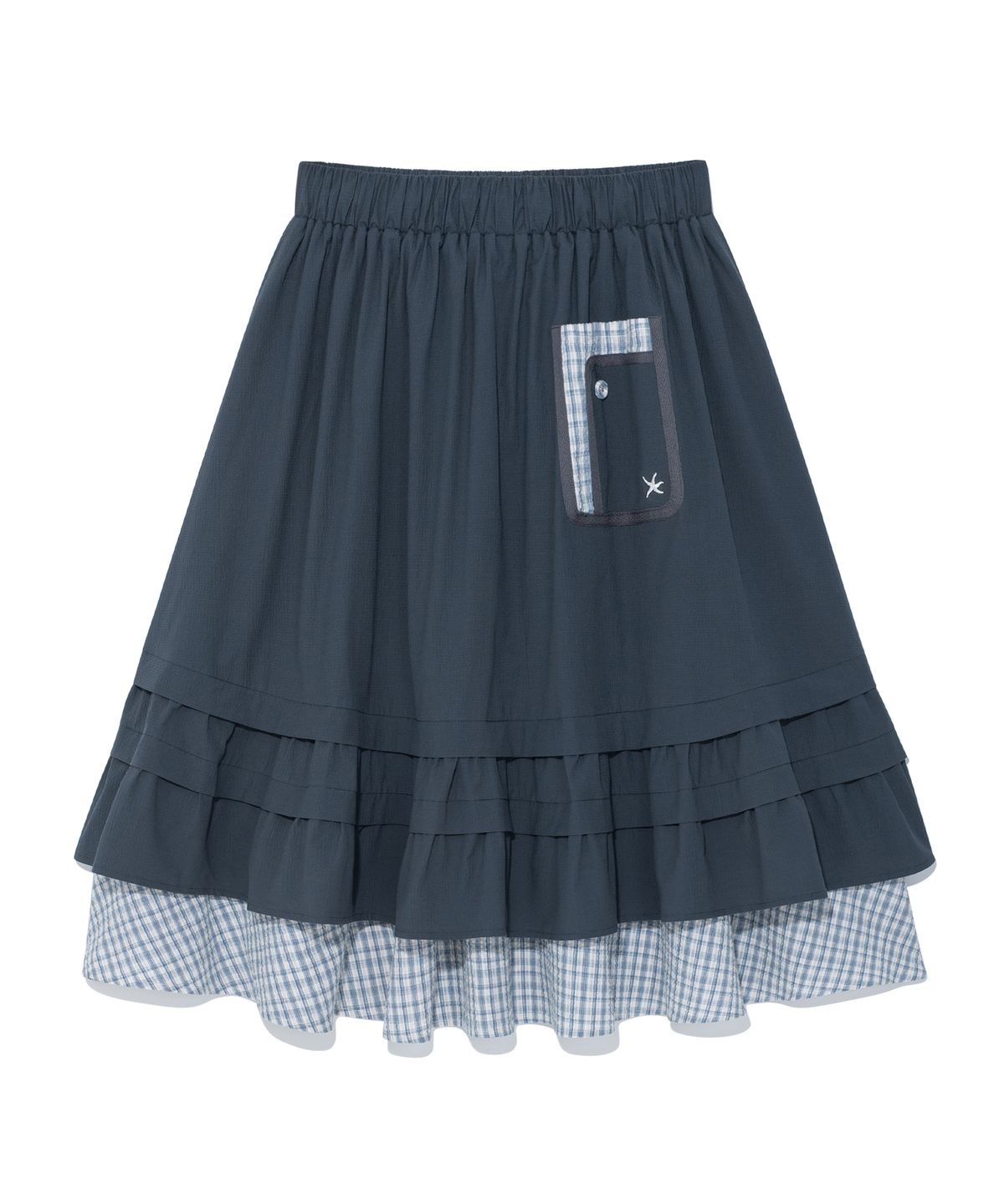 더콜디스트모먼트(THECOLDESTMOMENT) (w) TCM check pintuck layered skirt (navy)