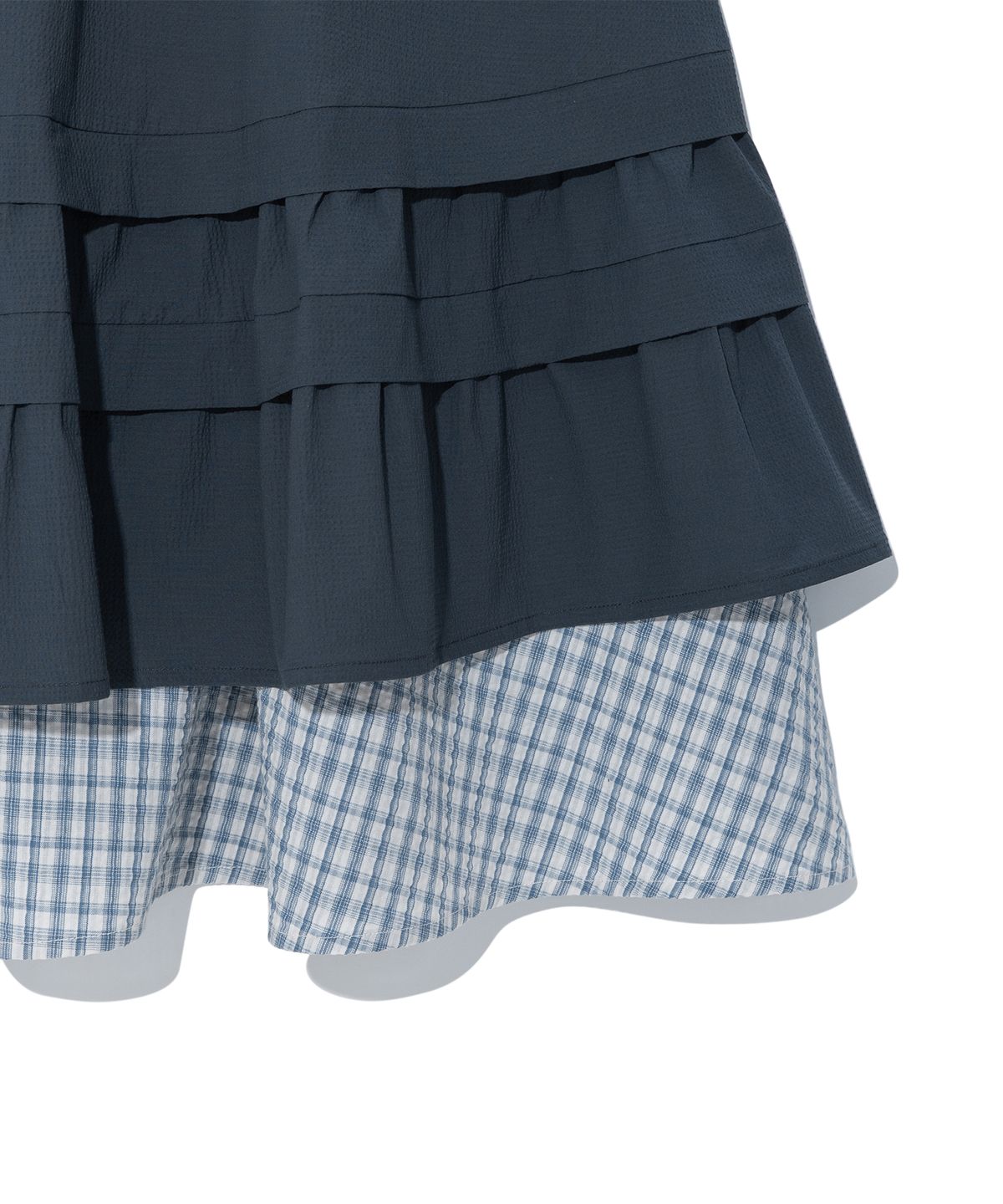 더콜디스트모먼트(THECOLDESTMOMENT) (w) TCM check pintuck layered skirt (navy)