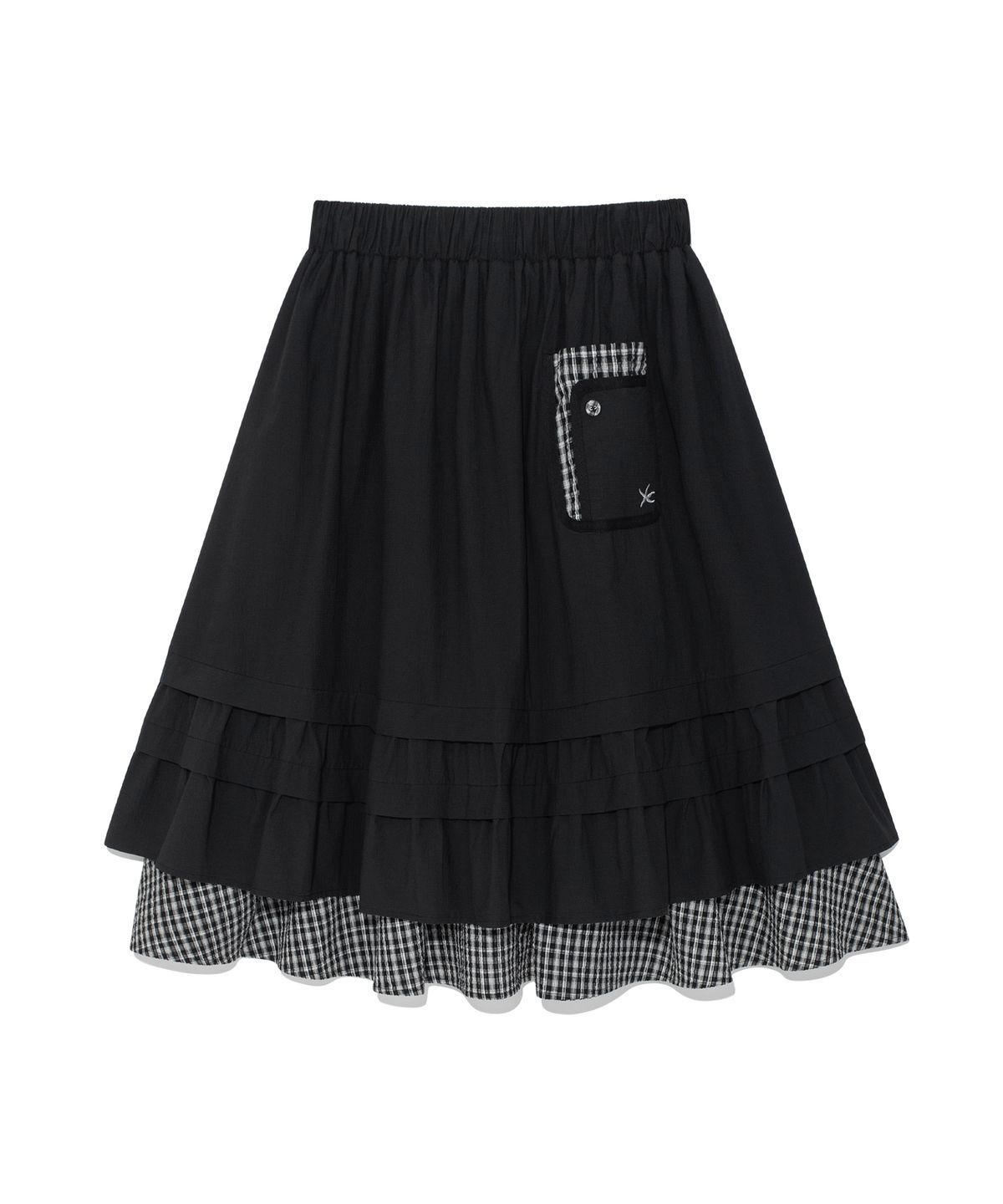 더콜디스트모먼트(THE COLDEST MOMENT) (w) TCM check pintuck layered skirt (black)